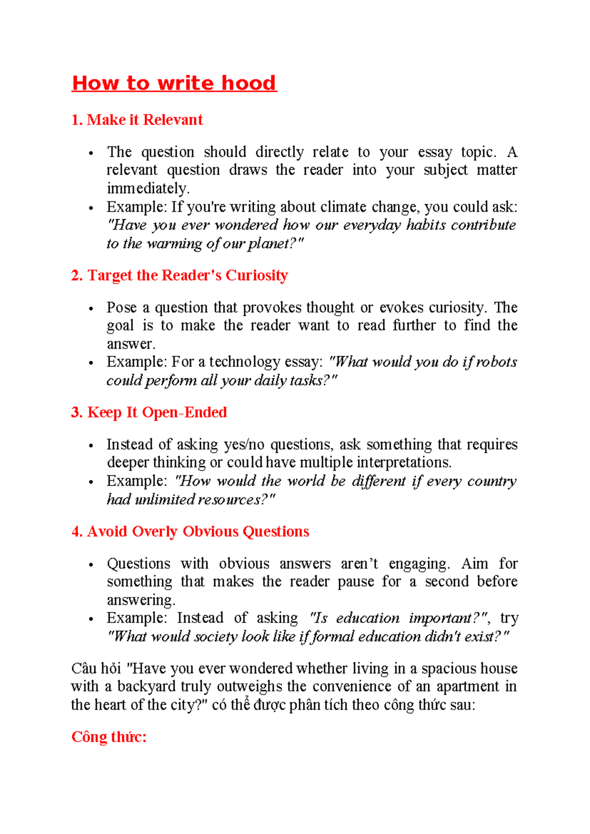 How to Write Engaging Questions for Essays: Tips & Examples - Studocu