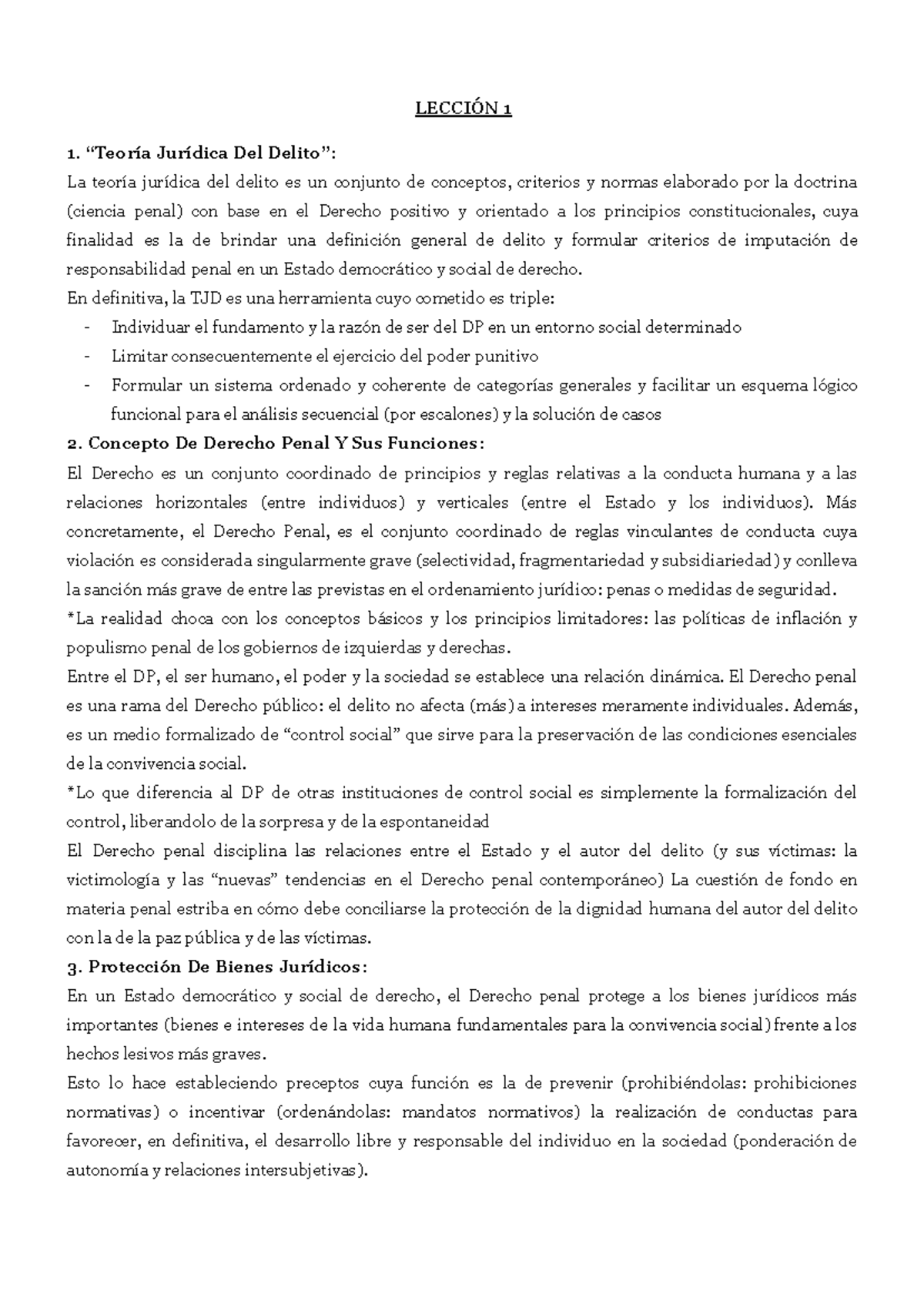 LECCIÓN 1 Y 2: Teoría Jurídica del Delito y Penas en Derecho Penal ...