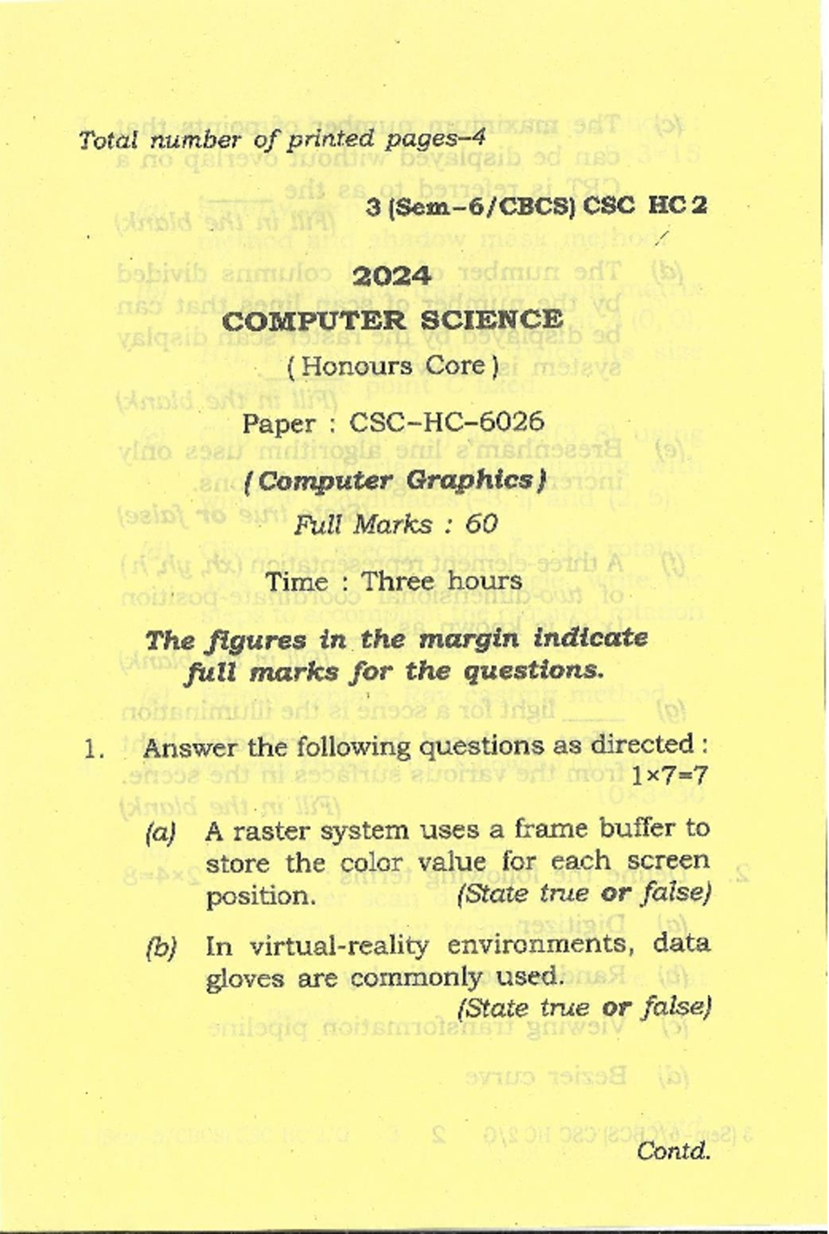 CSC-HC-6026 Final Exam: Computer Graphics Questions and Answers - Studocu