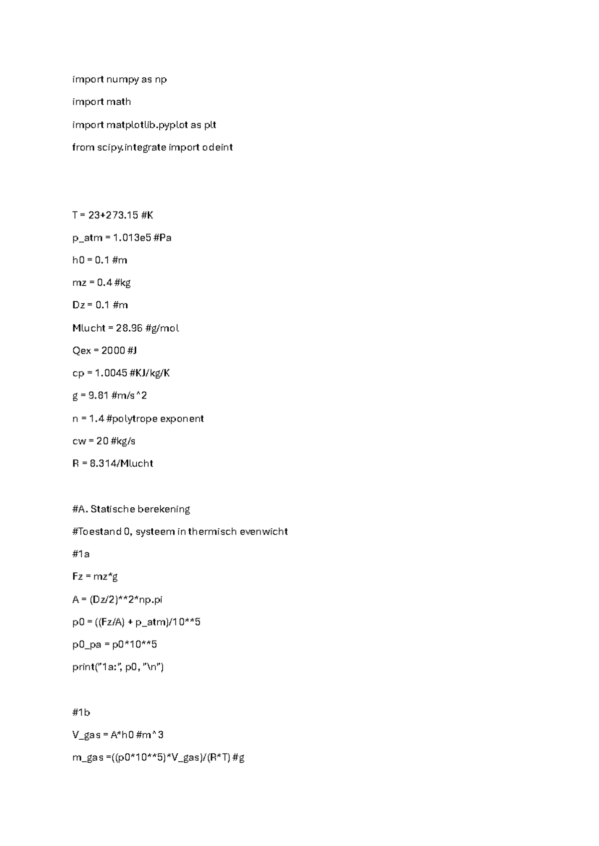 Thermo Python Week 1: Intro to Thermodynamics and ODEs - Studeersnel