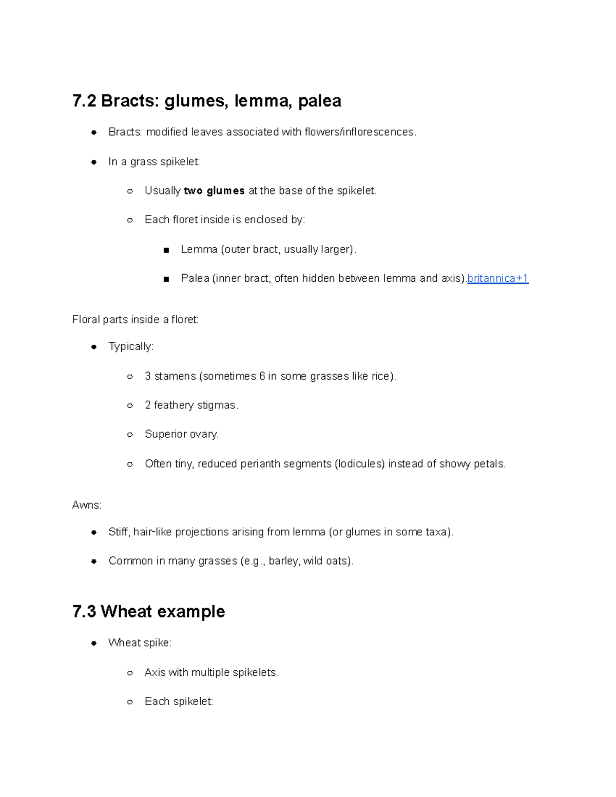 7.2 Bracts in Grasses: Structure & Examples (Rose Family) - Studocu