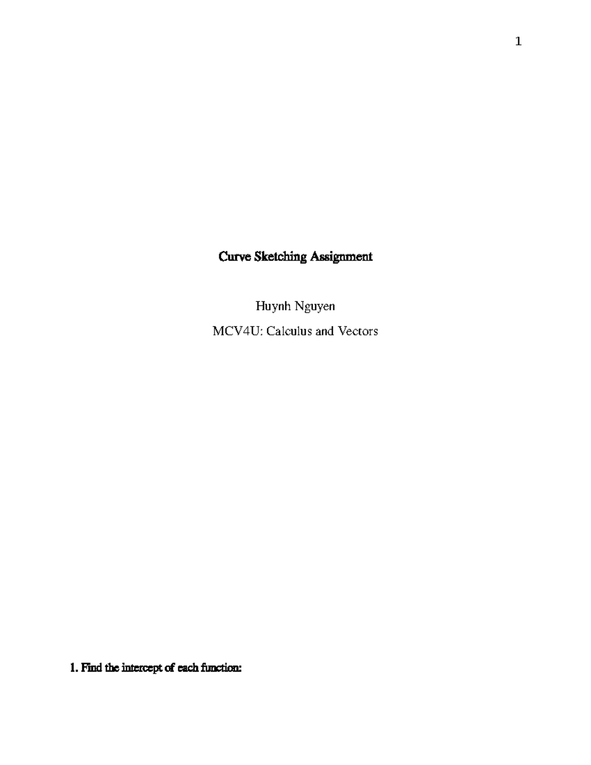 MCV4U Curve Sketching Assignment - Detailed Analysis and Solutions ...