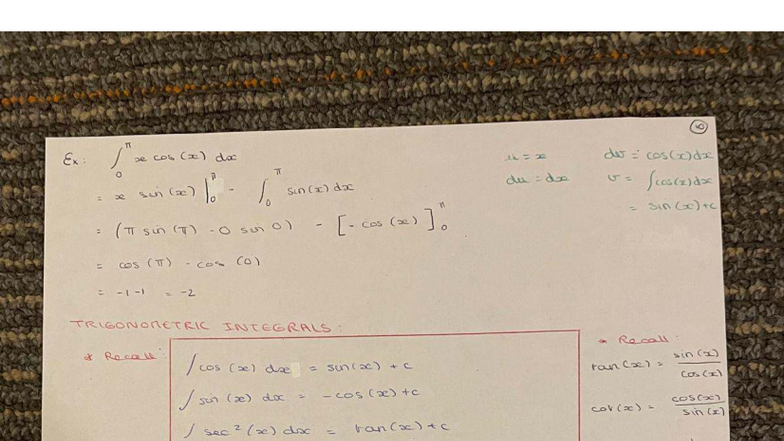 Math 141: Trigonometric Integrals and Techniques Notes - Studocu