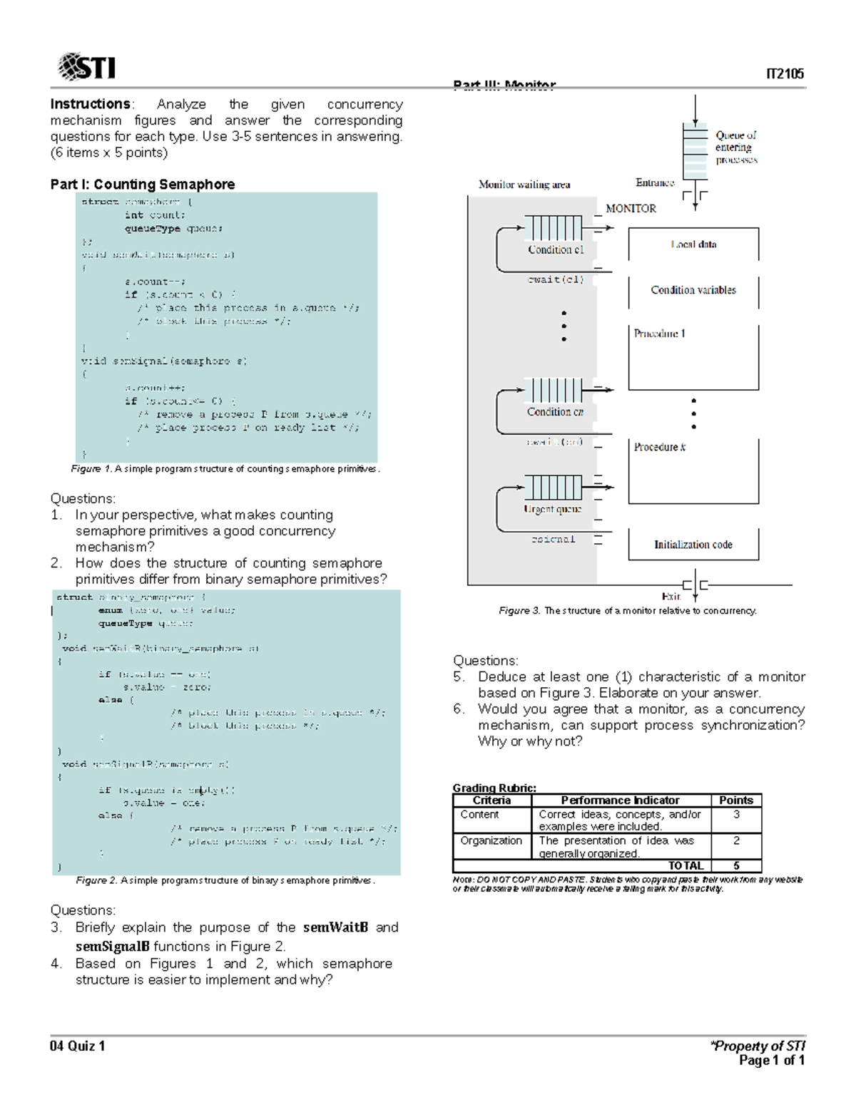 04 Quiz 1 - Concurrency Mechanism Analysis and Questions - Studocu