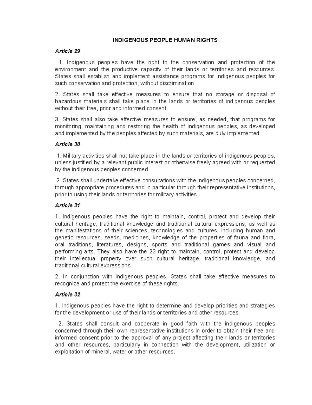 Indigenous People Human Rights - INDIGENOUS PEOPLE HUMAN RIGHTS Article ...