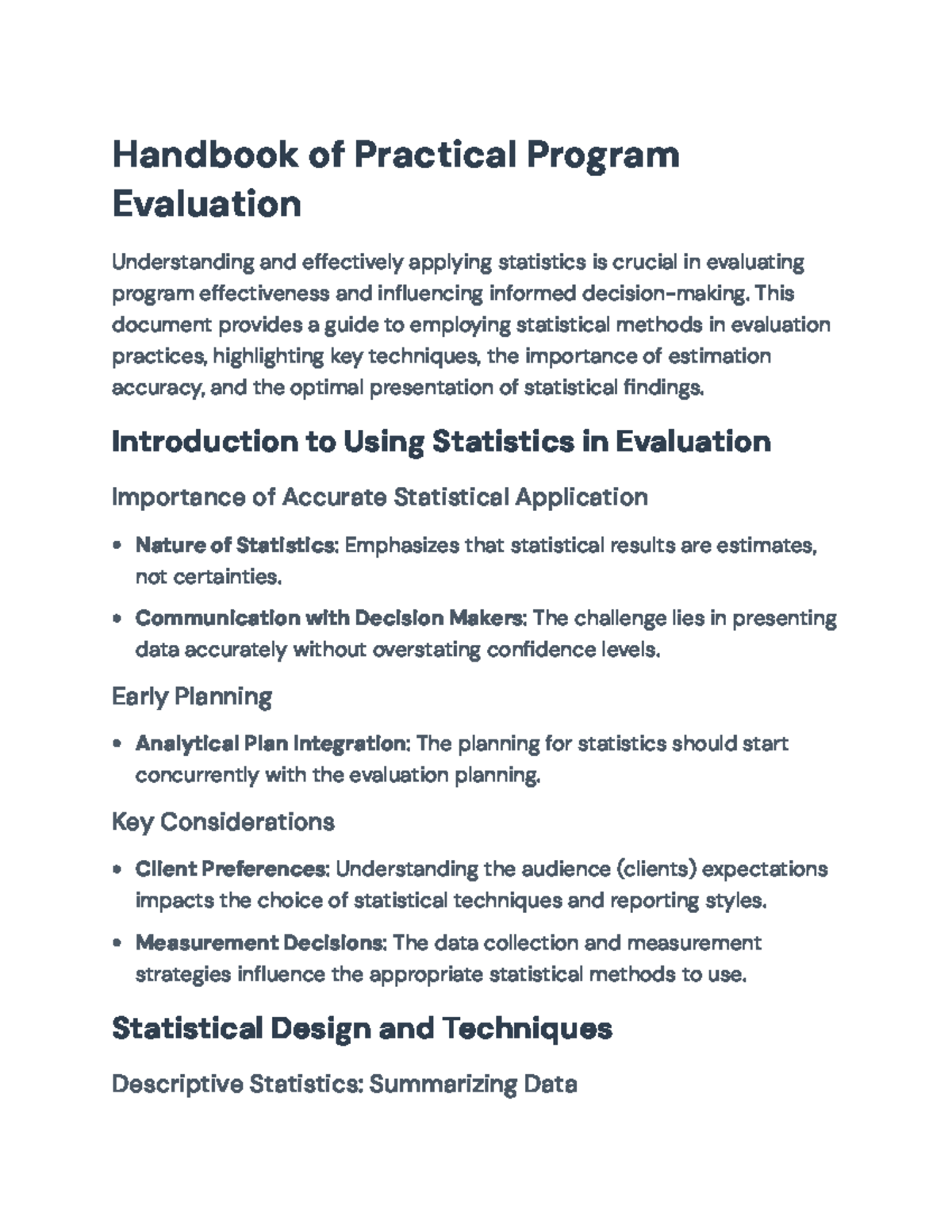 Handbook of Practical Program Evaluation: Techniques & Stats Insights ...