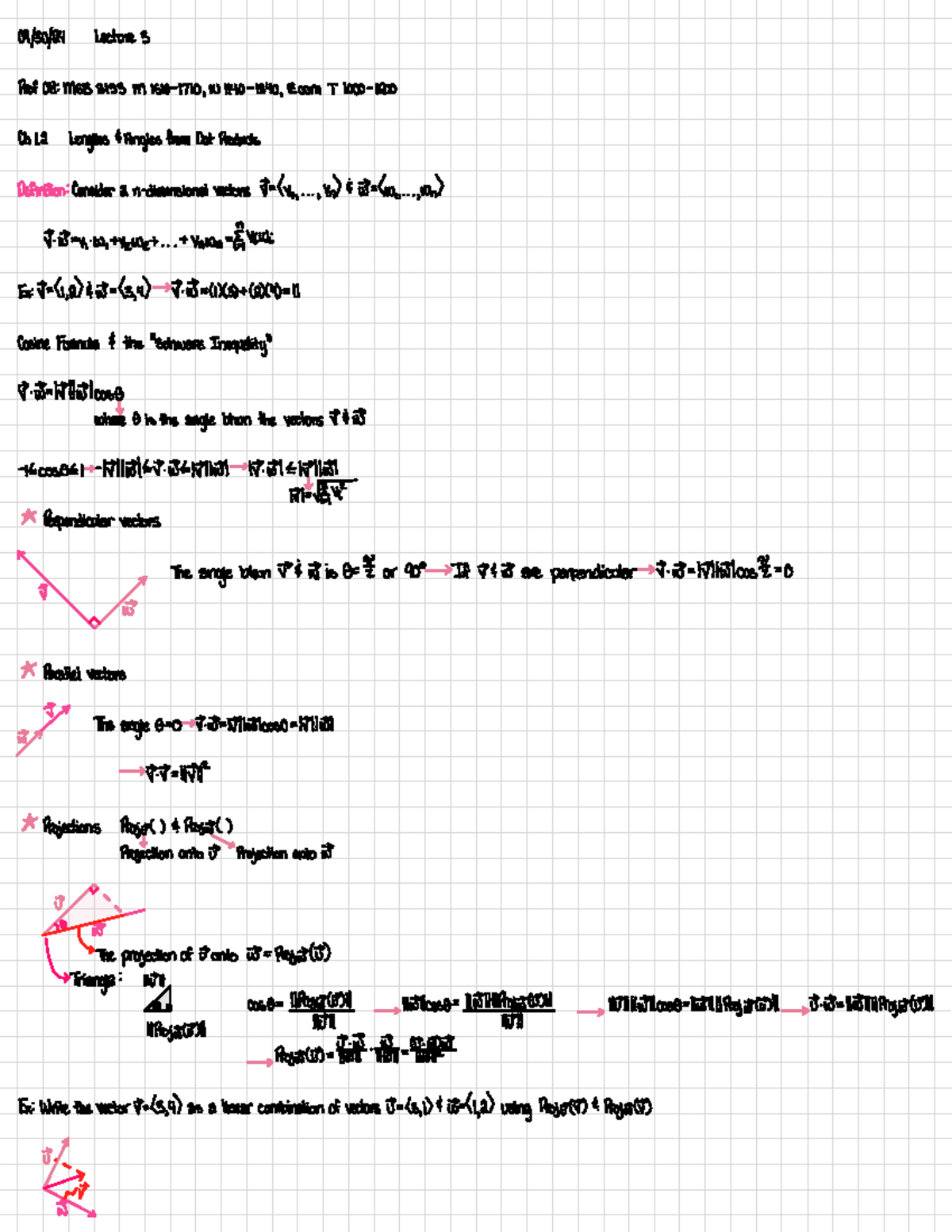 Lecture Notes on Parametric Equations and Vectors (M1510) - 89/30/24 ...