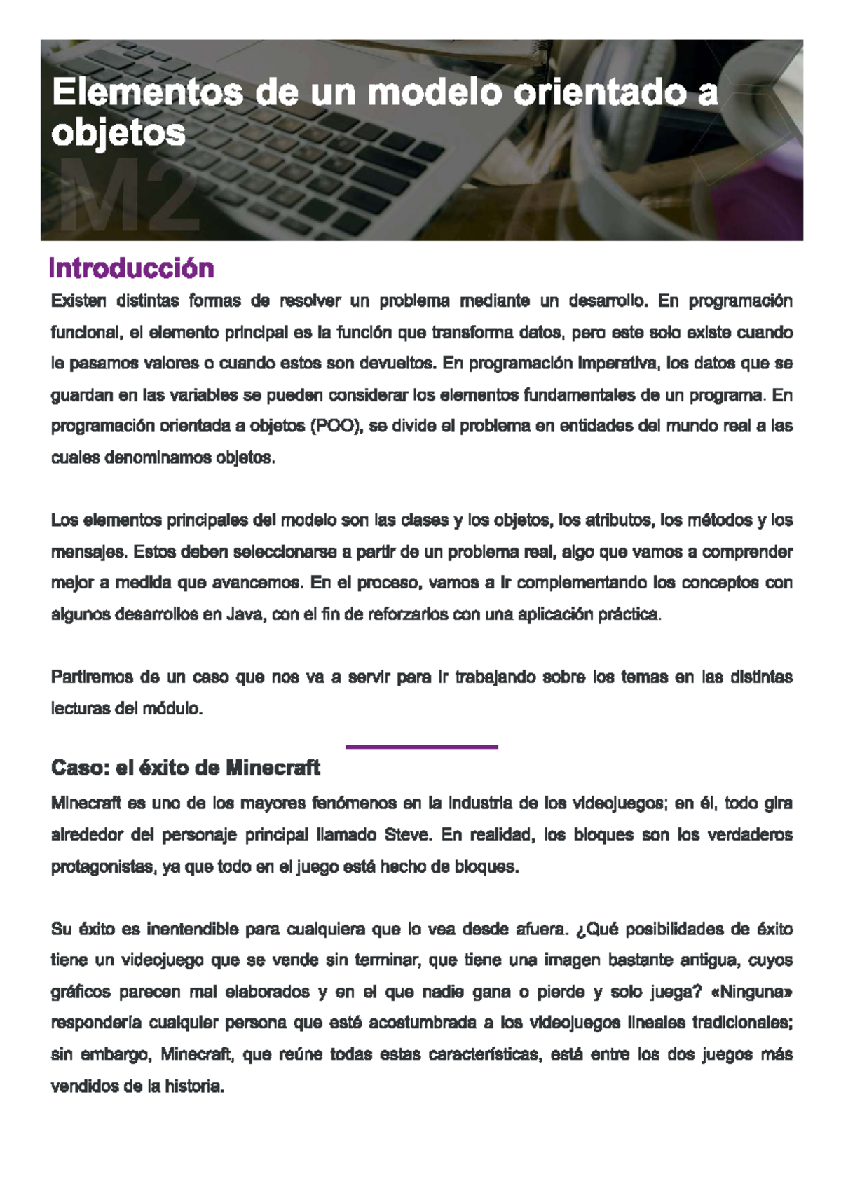 Elementos de un Modelo Orientado a Objetos en Java - Módulo 2 - Studocu