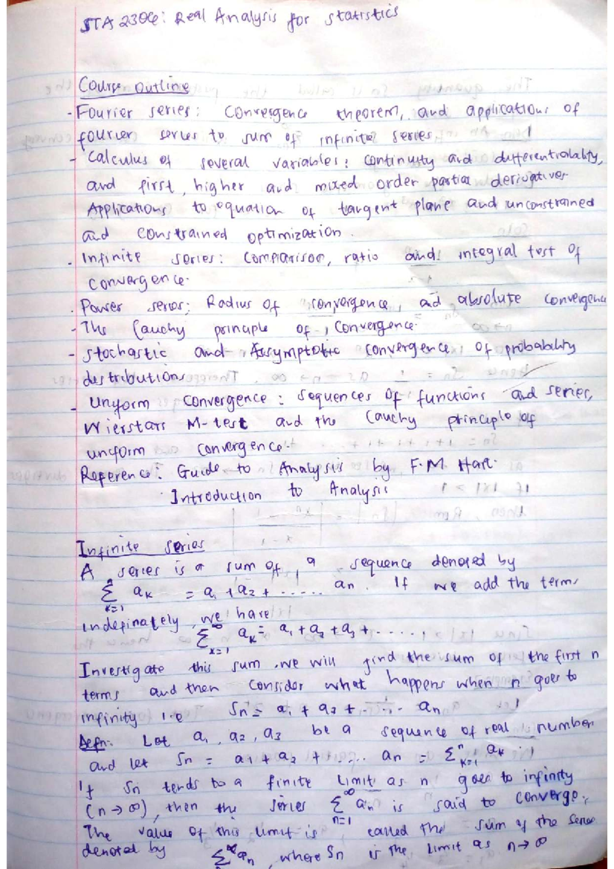 STA 2306 Final exam notes on Fourier series and convergence theorems ...