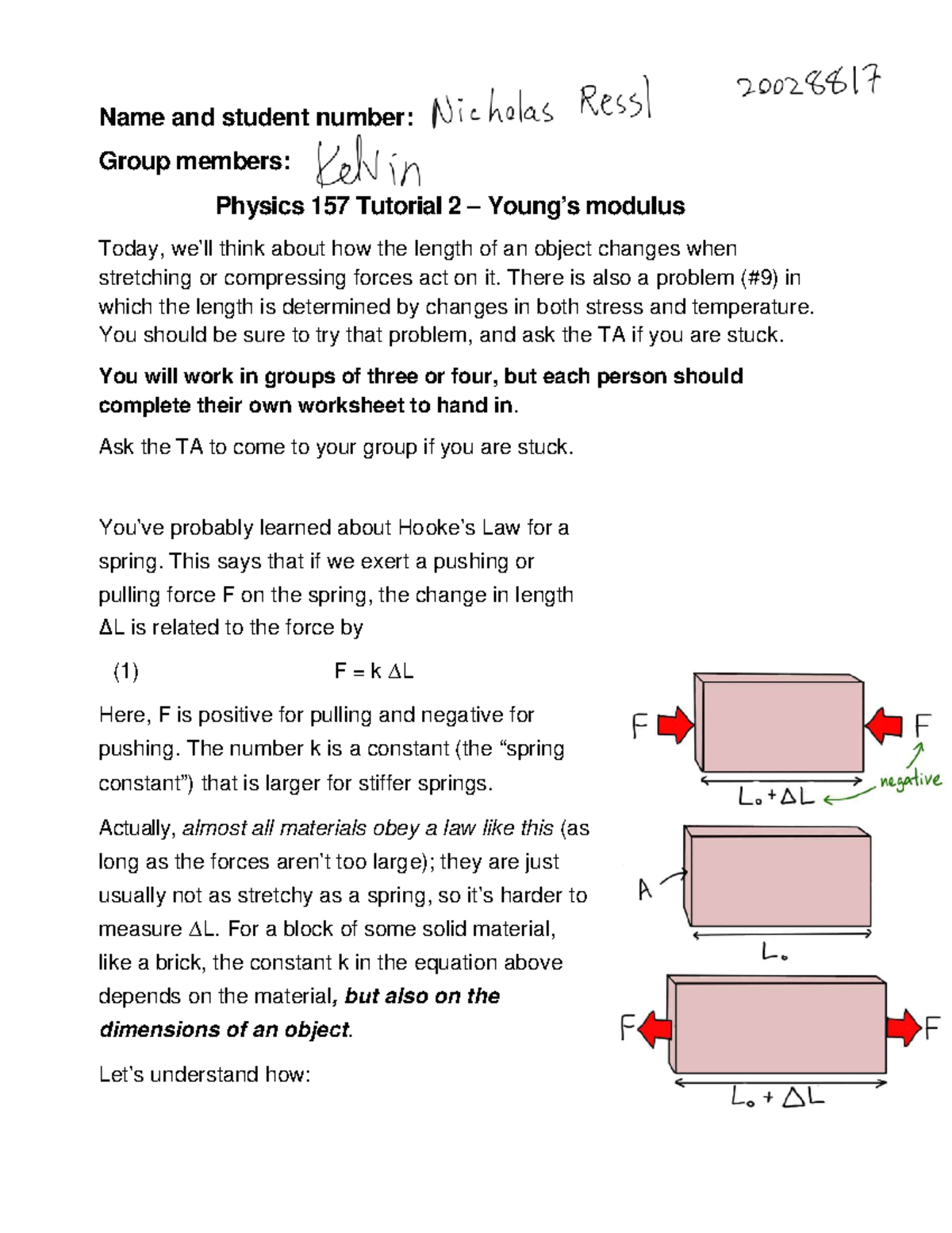 Physics 157 Tutorial 2: Understanding Modulus and Material Properties ...