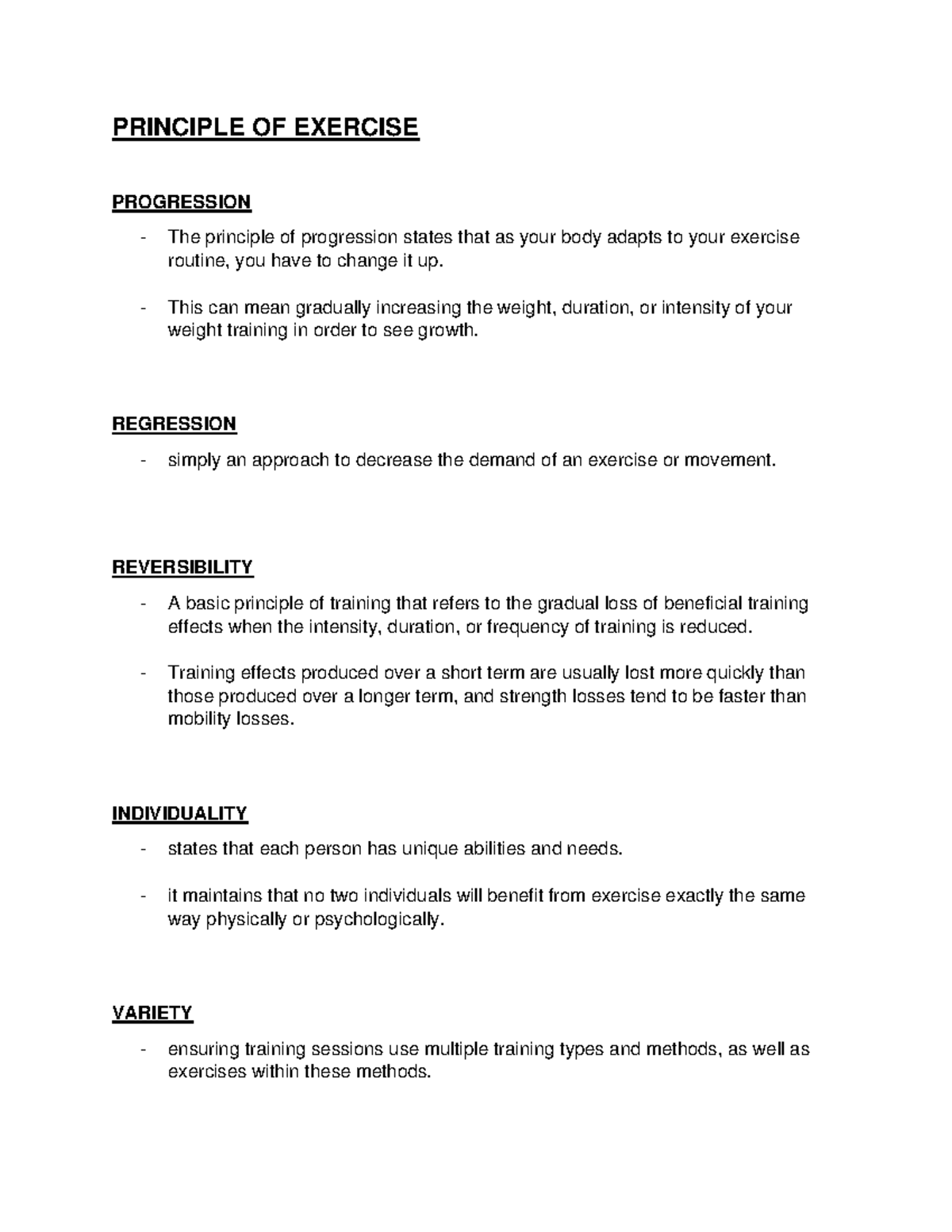 Principle OF Exercise - Lecture notes 2 - Physical Activities towards ...