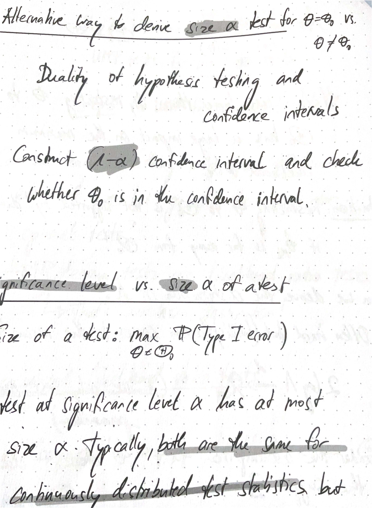 Size α Test: Understanding Hypothesis Testing and Confidence Intervals ...