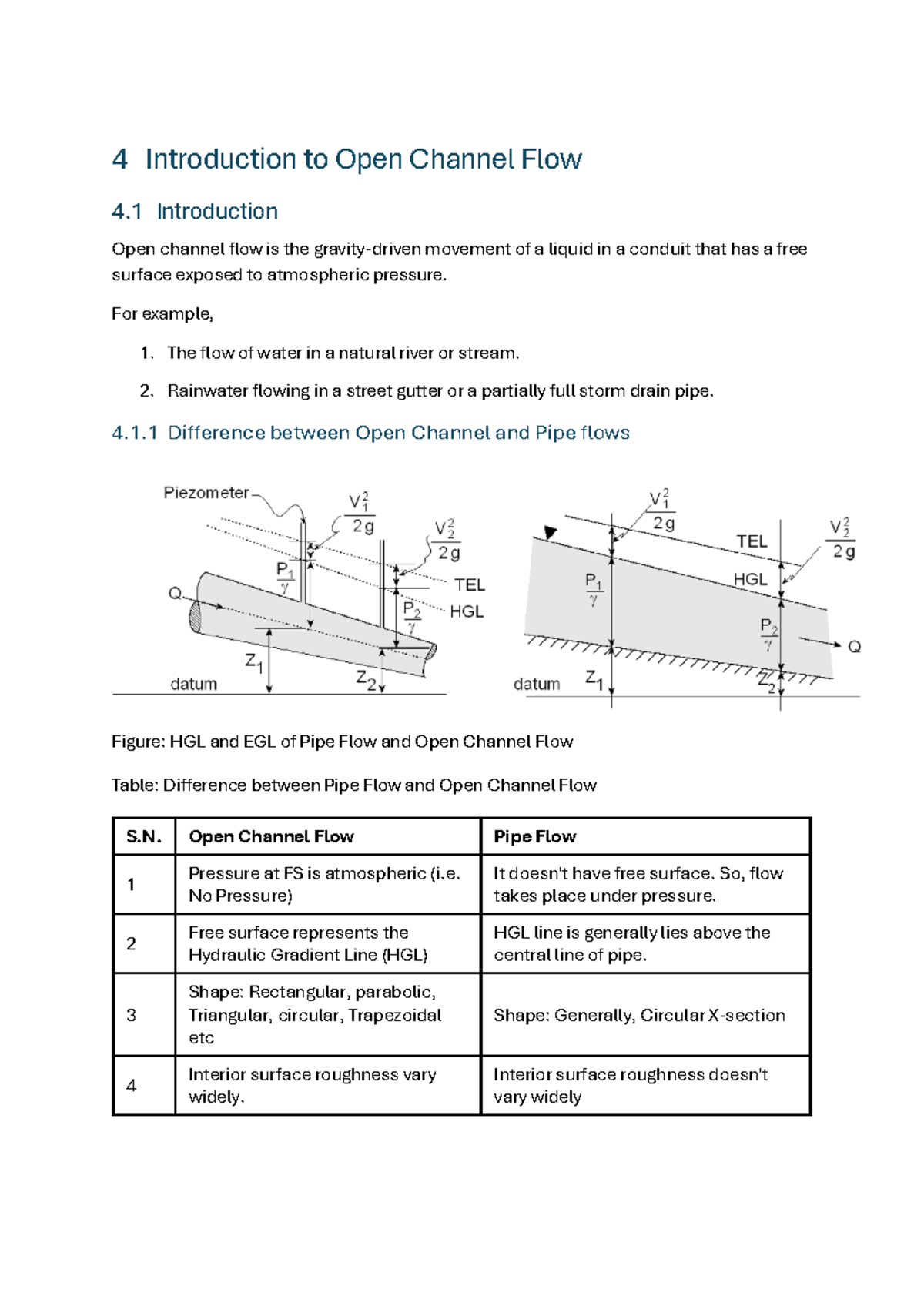 Lecture Hydraulics: Chapter 4 - Introduction to Open Channel Flow - Studocu