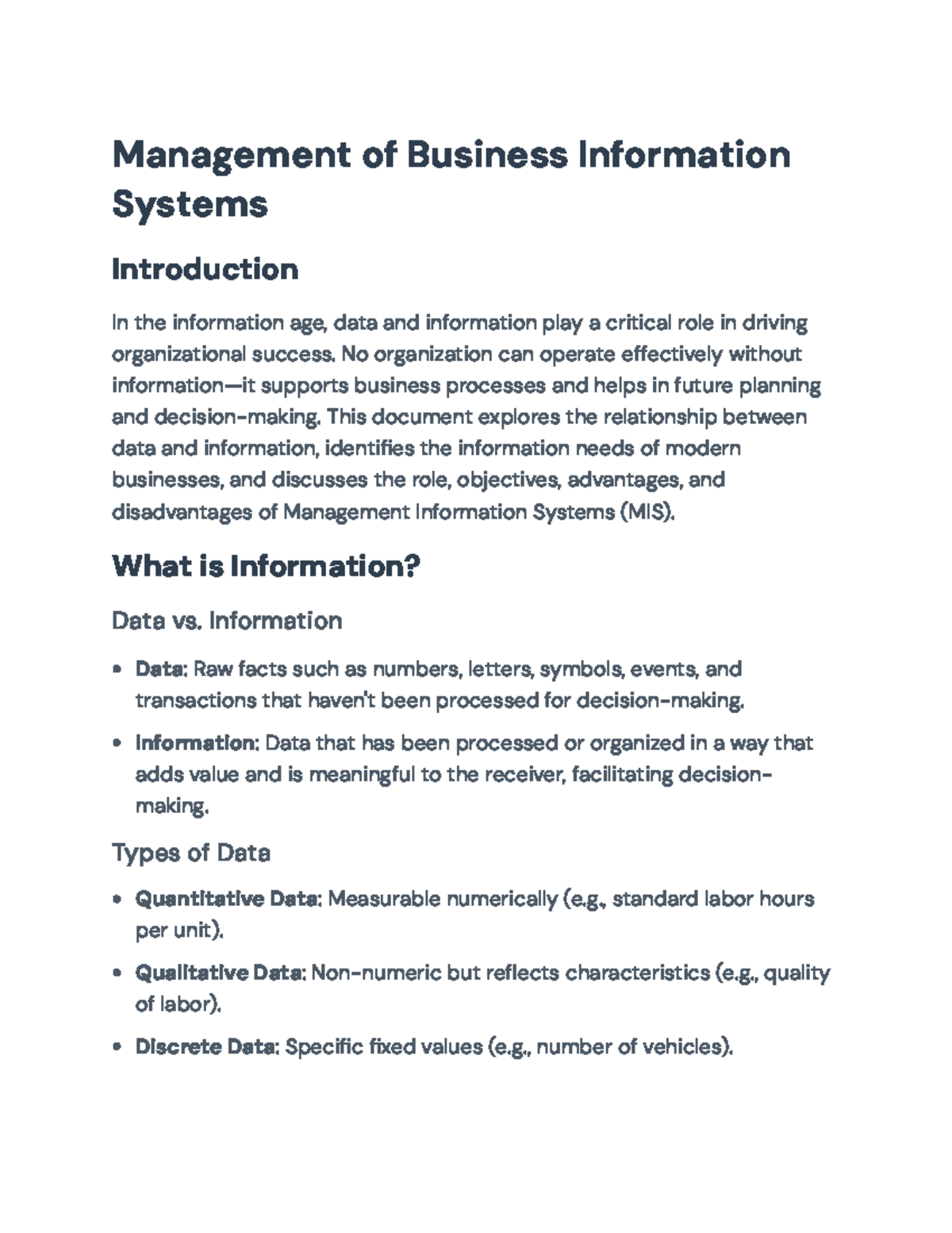 Management of Business Information Systems (MIS): Role & Impact on ...