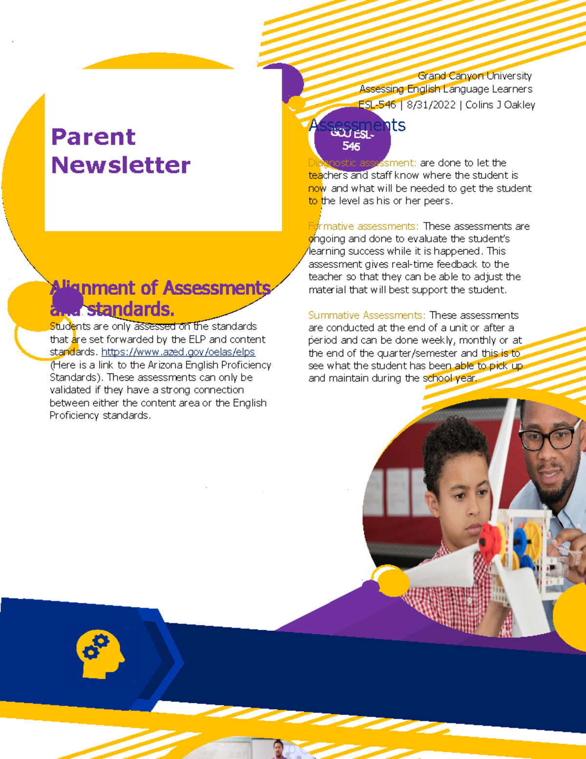 GCU ESL-546 Parent Newsletter: Assessing ELL Progress & Strategies ...