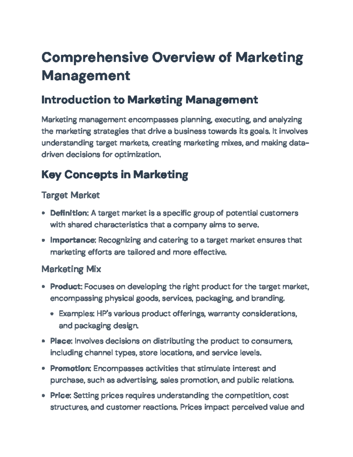 Introduction to Marketing Management: Key Strategies and Concepts ...