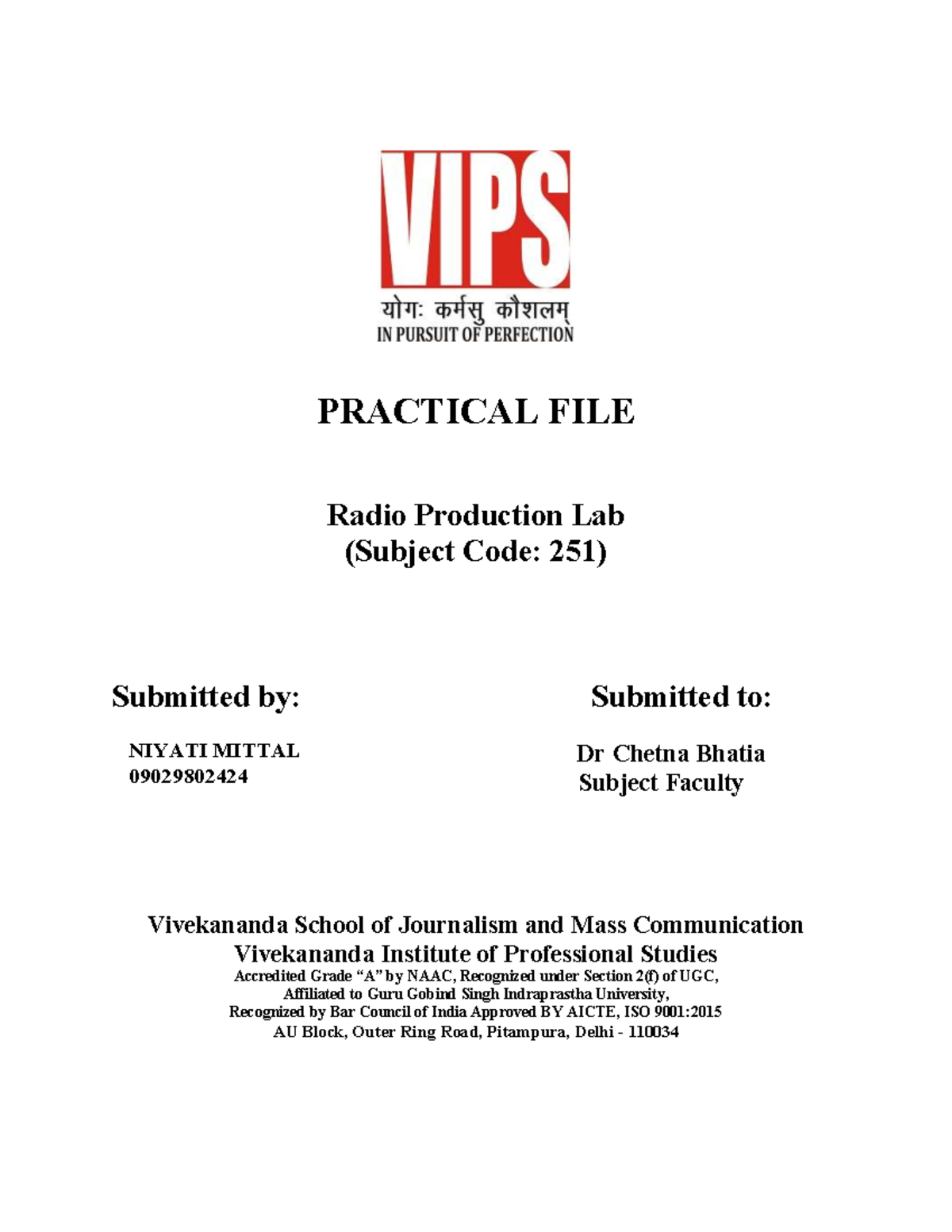 Radio Production Lab Practical File (BA(JMC) 251) - Studocu