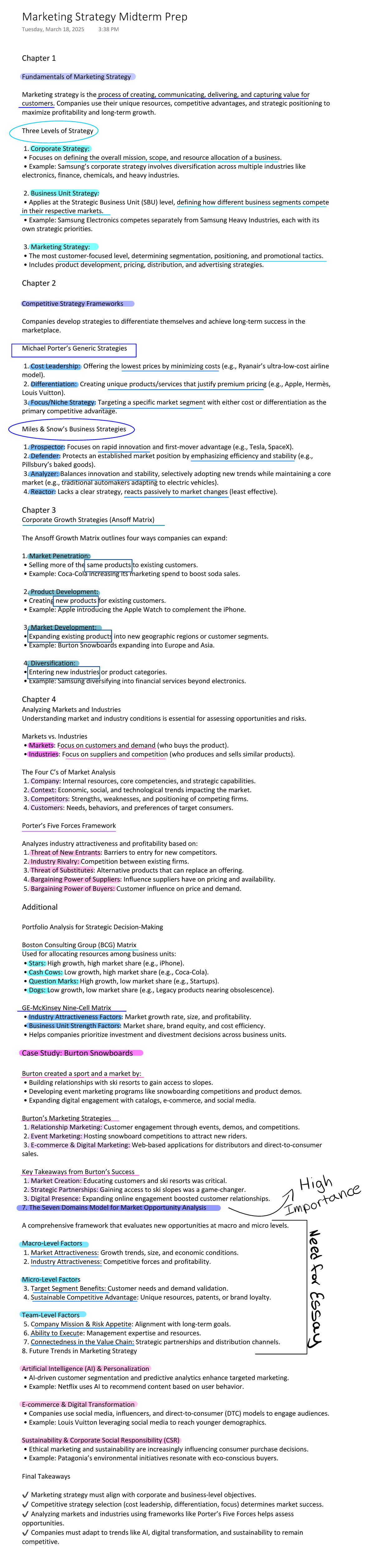 Marketing Strategy Midterm Study Guide - Key Concepts and Frameworks ...