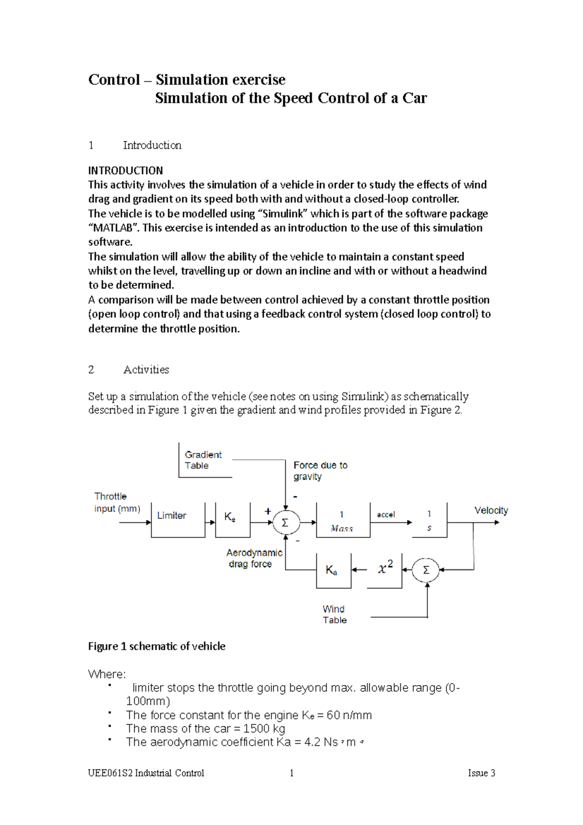 UEE061S2 Tutorial 6: Simulating Car Speed Control with MATLAB - Studocu
