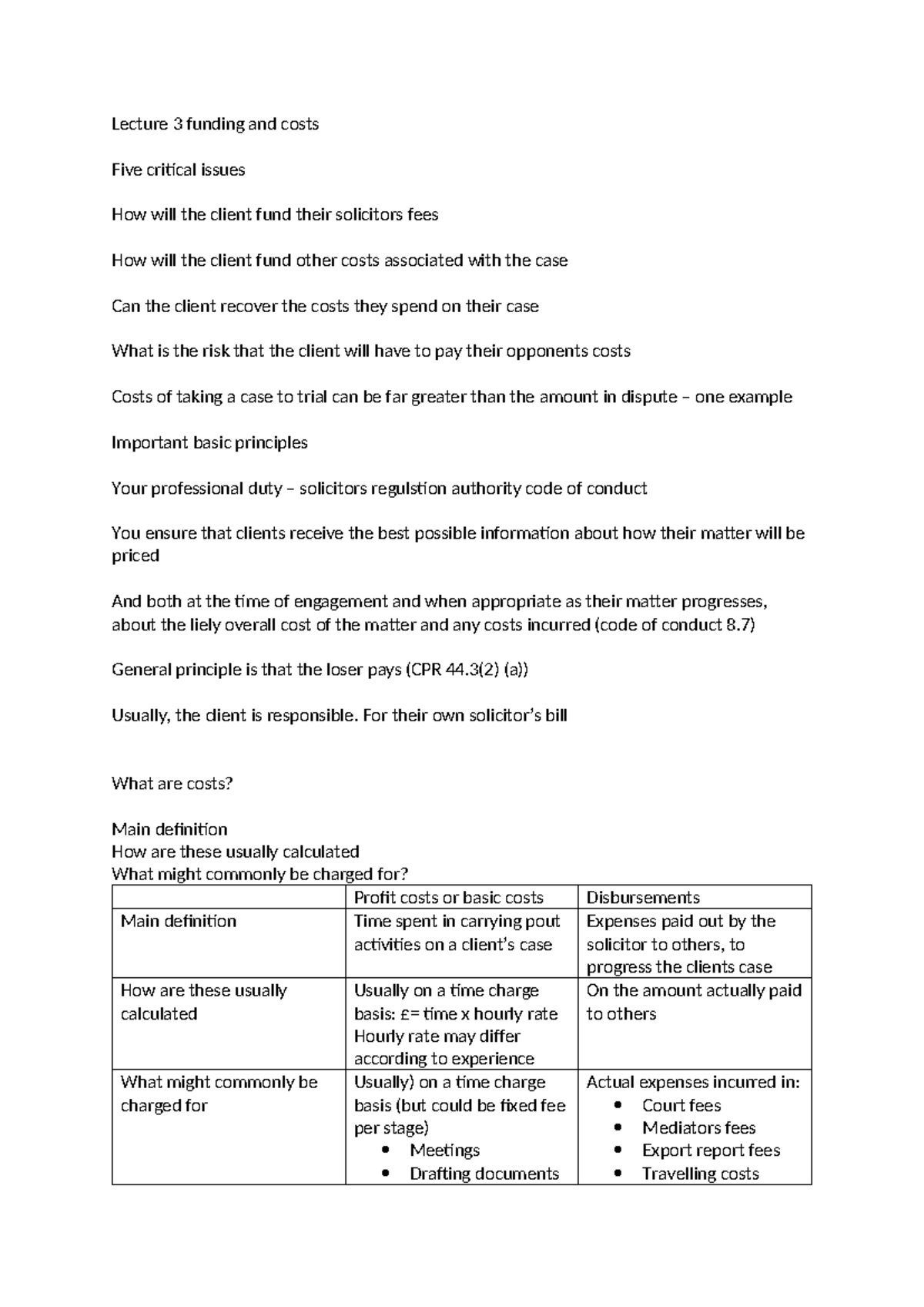 Cdr Lecture 3 Funding and Costs - Essential Notes for Understanding ...