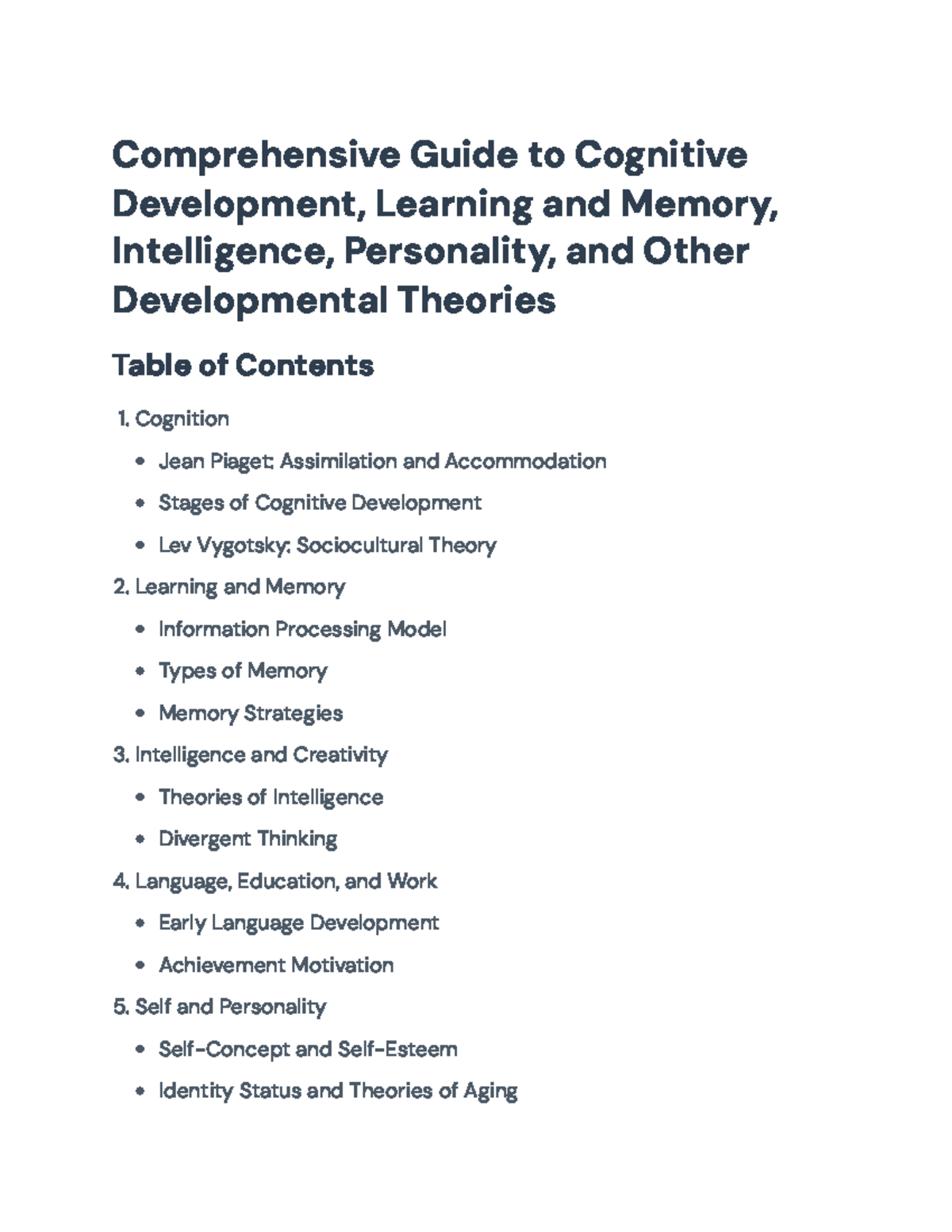 Cognitive Development and Learning Theories: A Comprehensive Guide ...