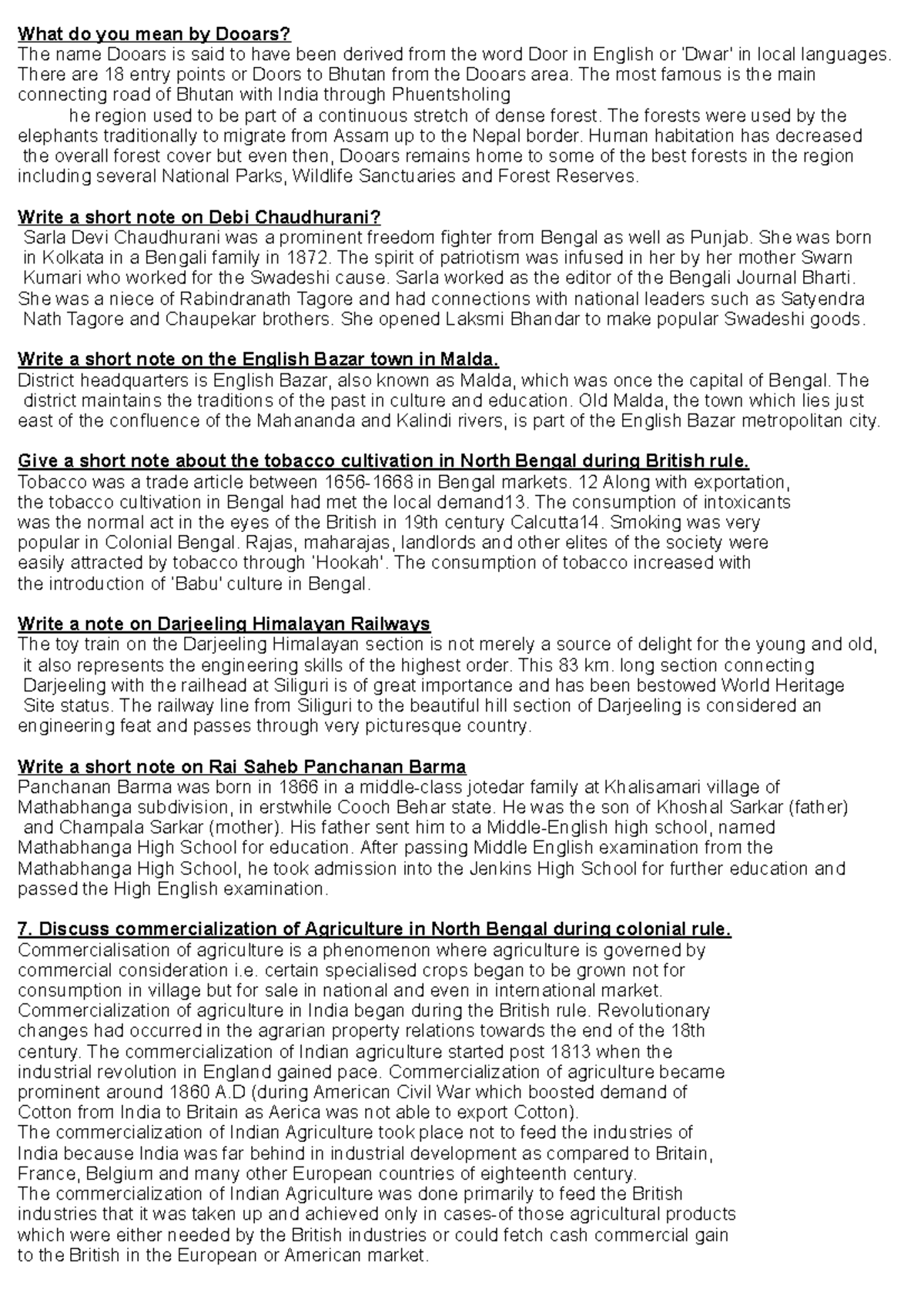 History 2021 Part A - Insights into Dooars and Colonial North Bengal ...
