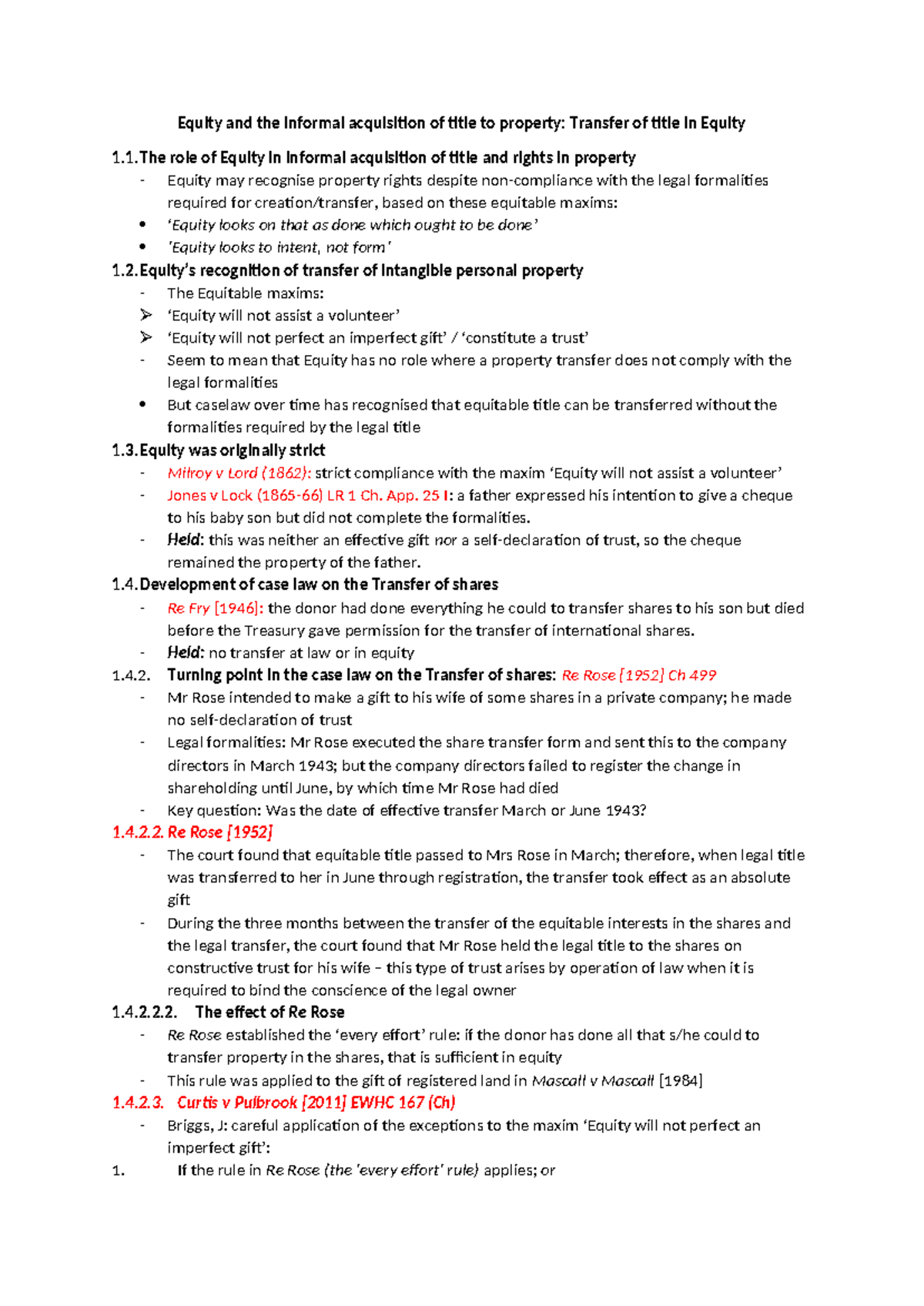 Equity and the informal acquisition of title to property - 1 role of ...