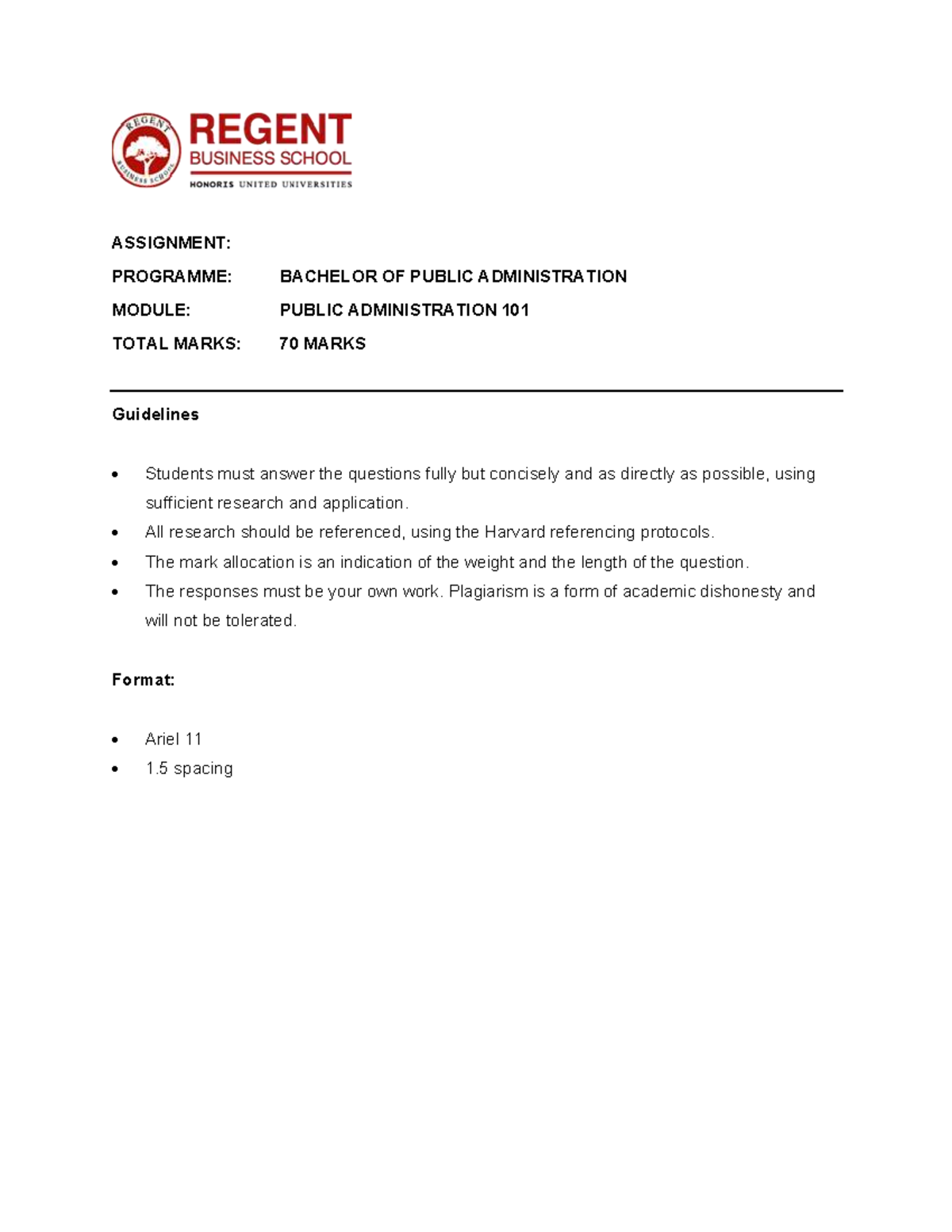 BPA Public Administration 101 Assignment Guidelines and Questions - Studocu