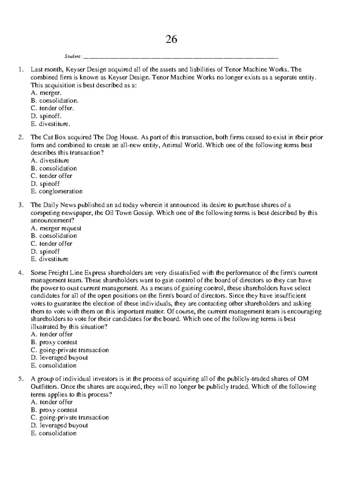 Chapter 26 Corporate Finance Fundamentals - 9th Ed. Test Bank Solutions ...