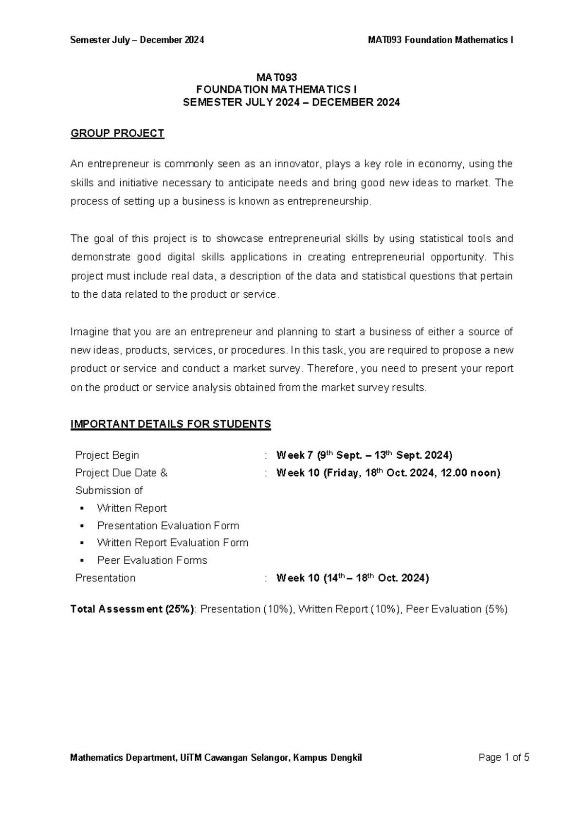 1. MAT093 2024 - Instructions For Students - MAT FOUNDATION MATHEMATICS ...