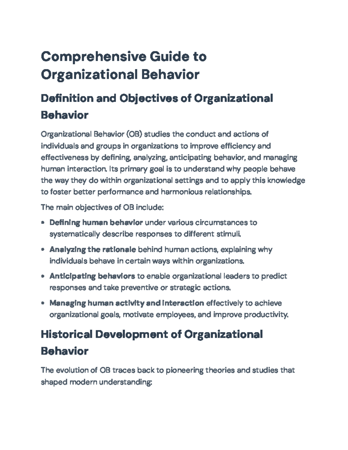 Comprehensive Guide to Organizational Behavior (OB): Key Concepts and ...