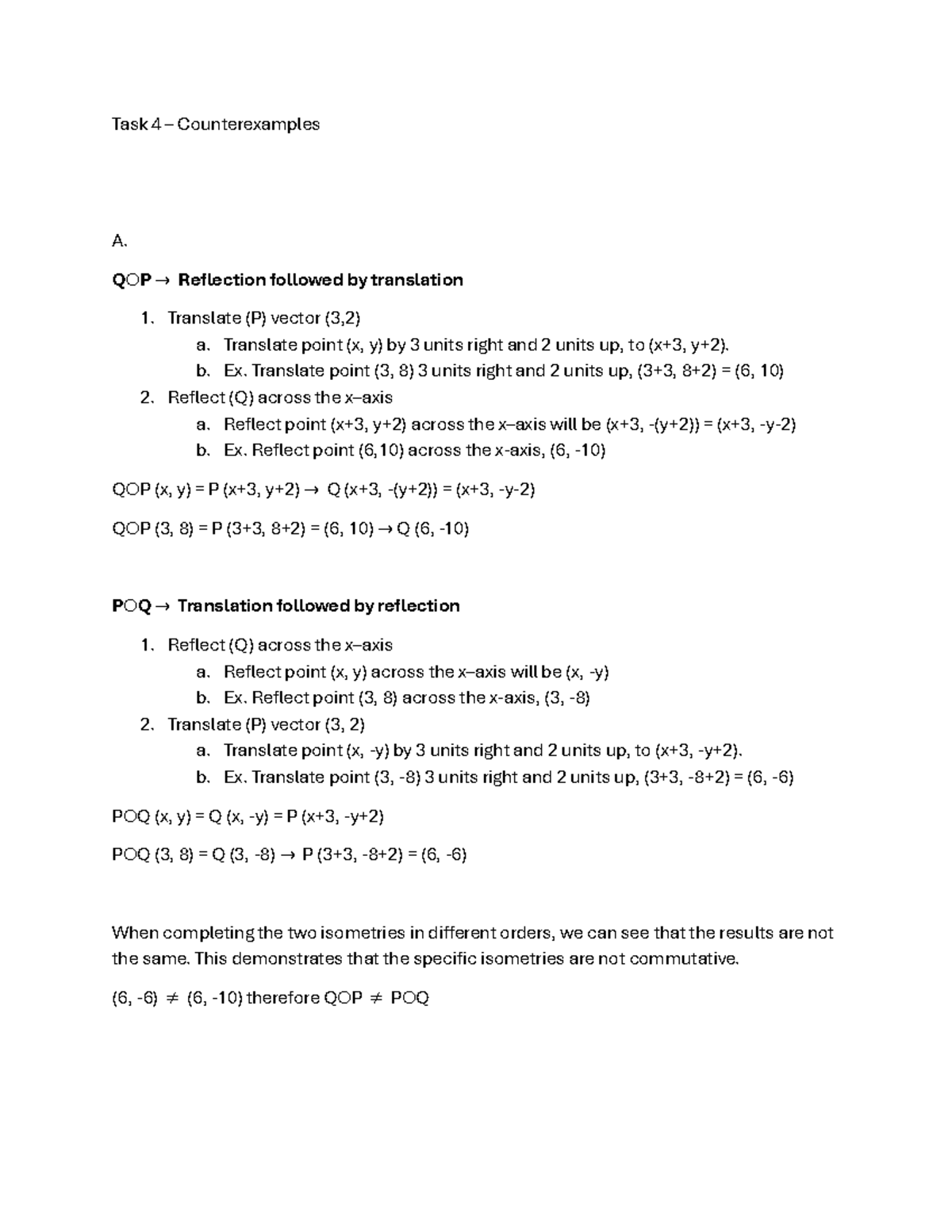 Task 4: Counterexamples in Transformations and Isometries - Studocu