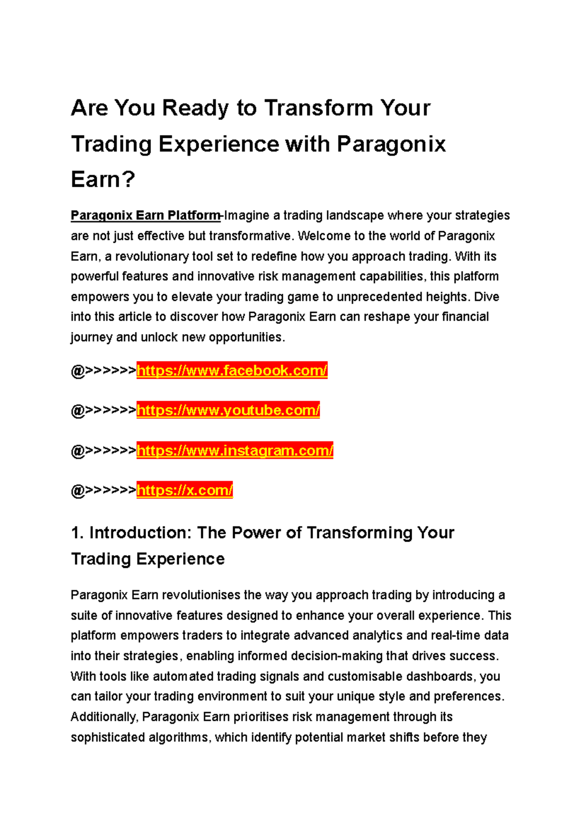 Paragonix Earn Platform Review: Transforming Your Trading Experience -  Studocu