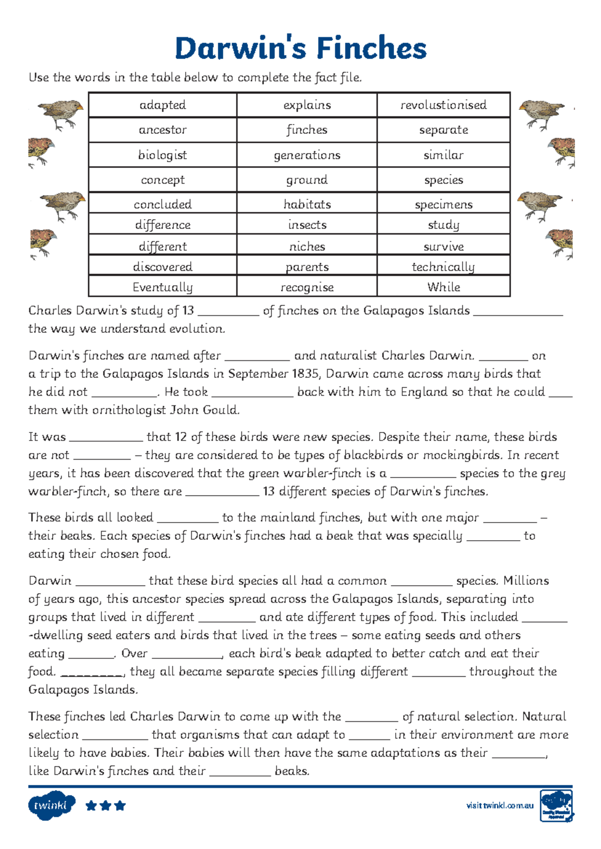 Charles Darwin Finches Facts