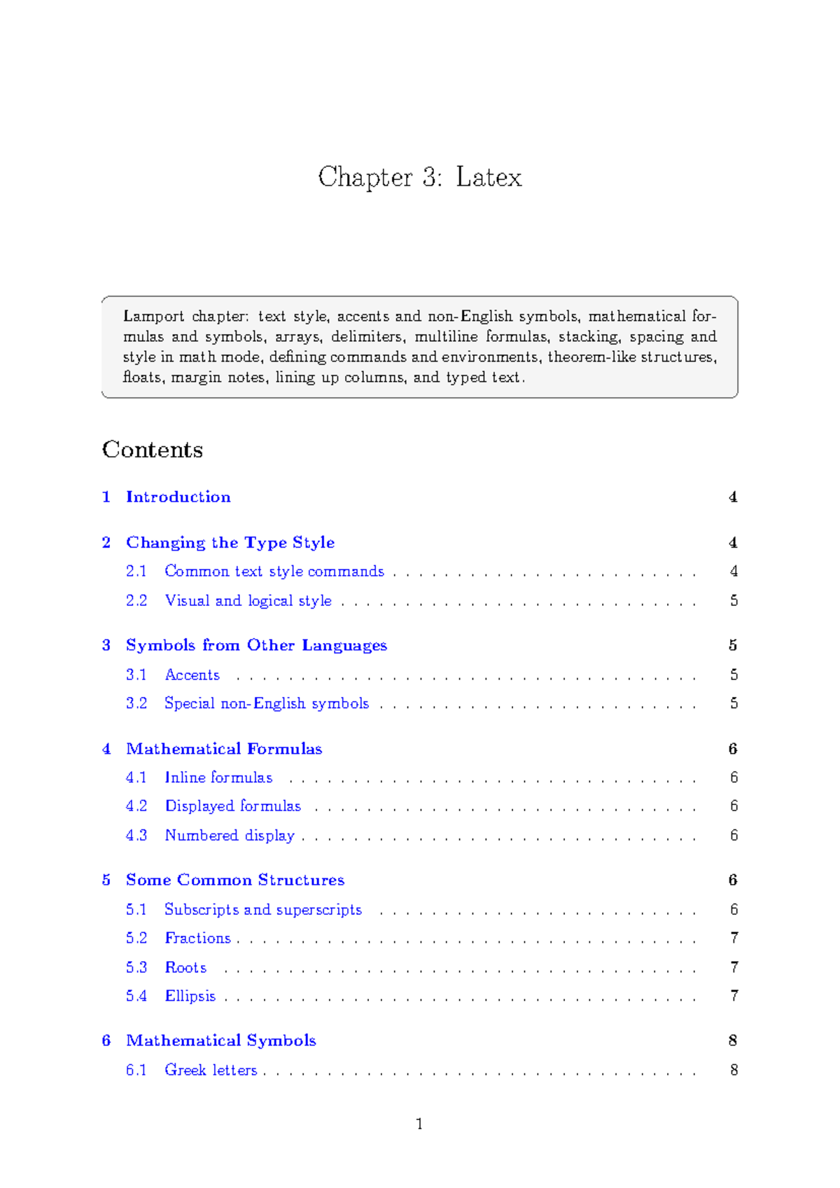 Chapter 3: LaTeX Text Styles, Symbols, and Mathematical Formatting ...