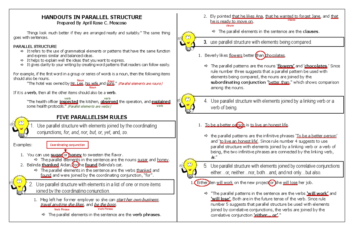 Parallel Structure Worksheets