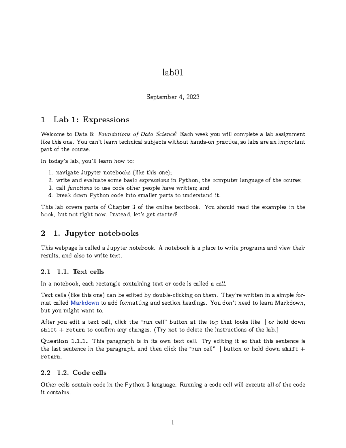Lab01 - Intro to Elementary Stats with Python Techniques - Studocu