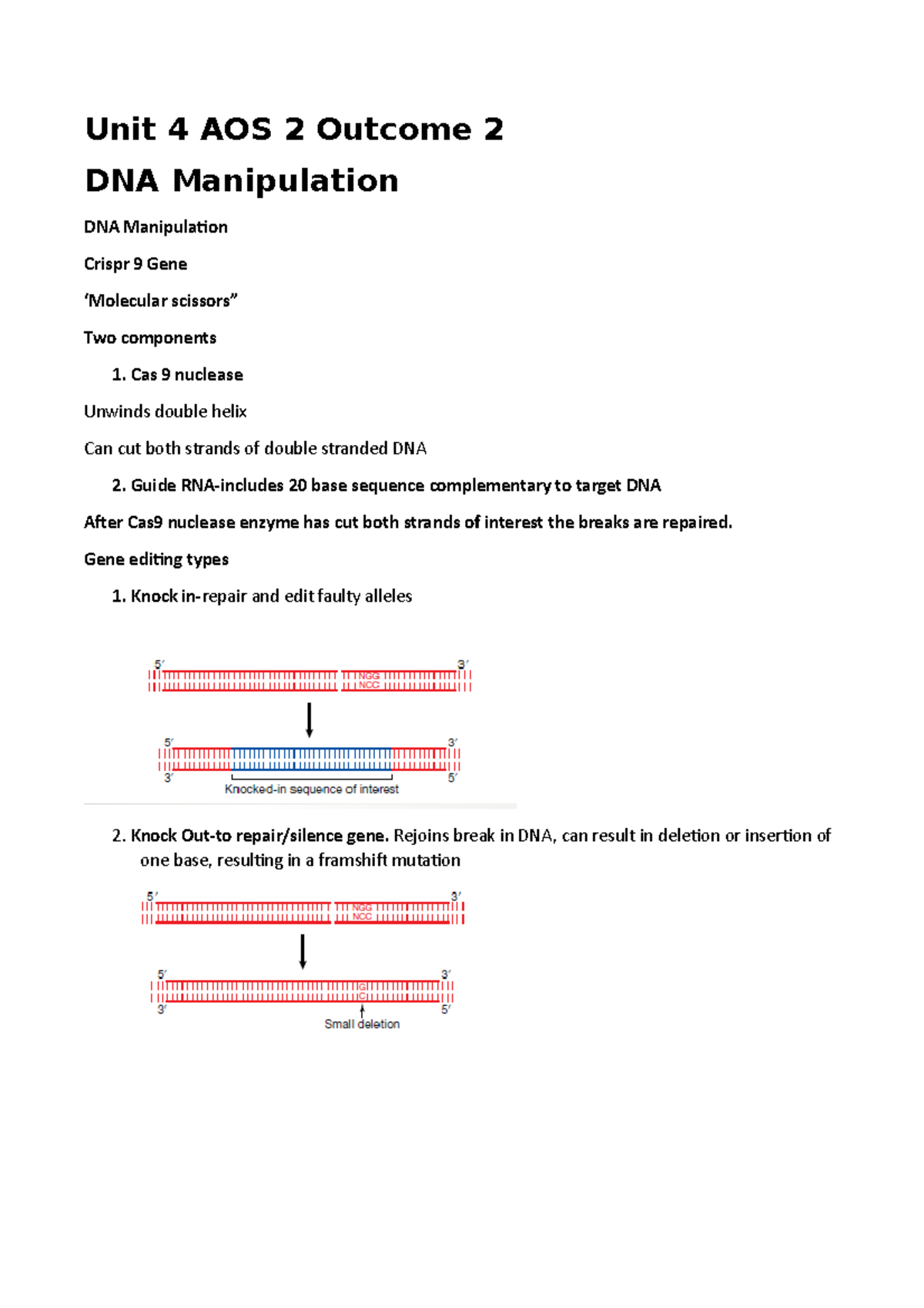 372683744 VCE Biology Unit 3/4 Summary: DNA Manipulation AOS 2 Notes ...