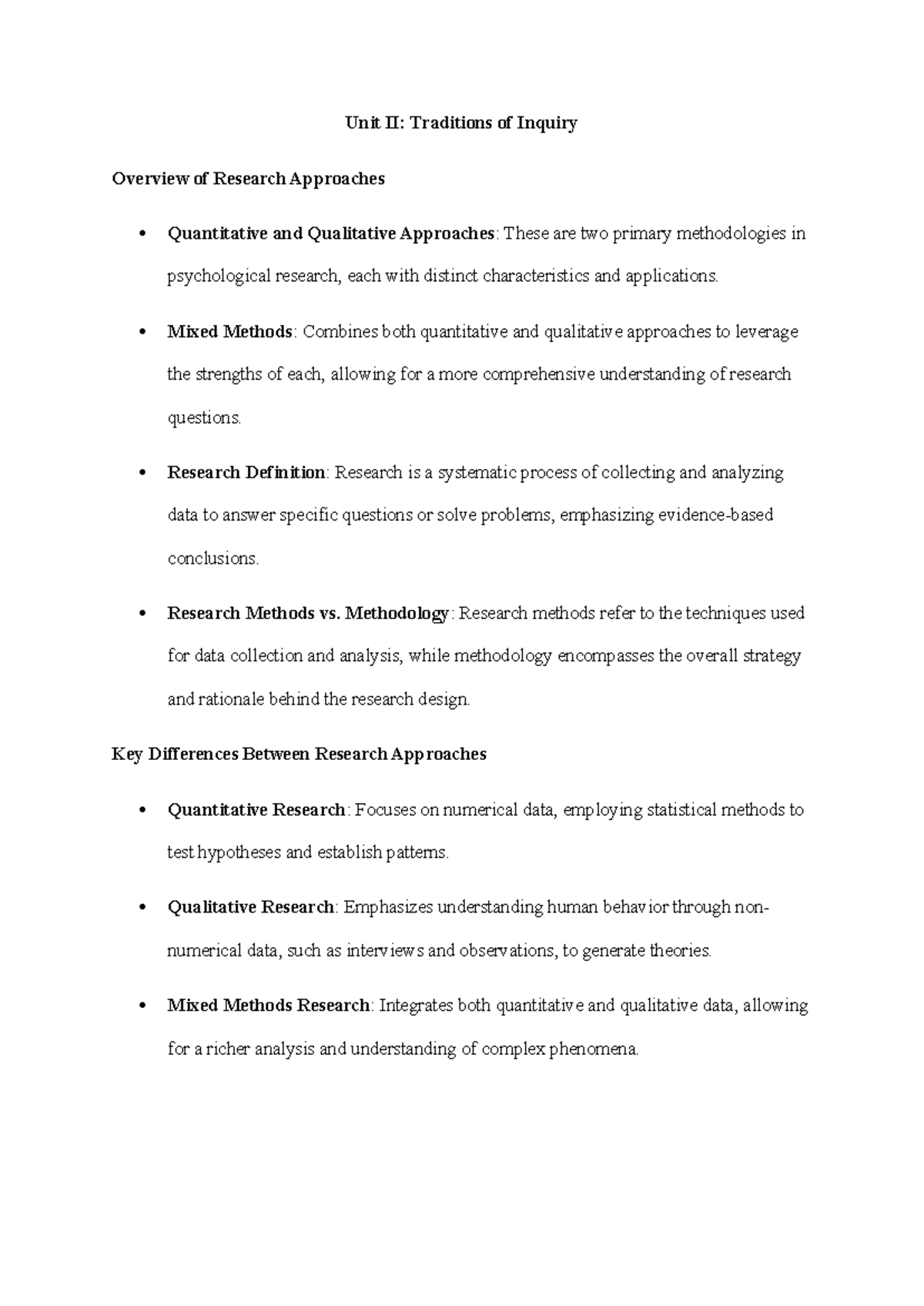 Unit II PFPI - Unit 2 Traditions of Inquiry - Unit II: Traditions of ...