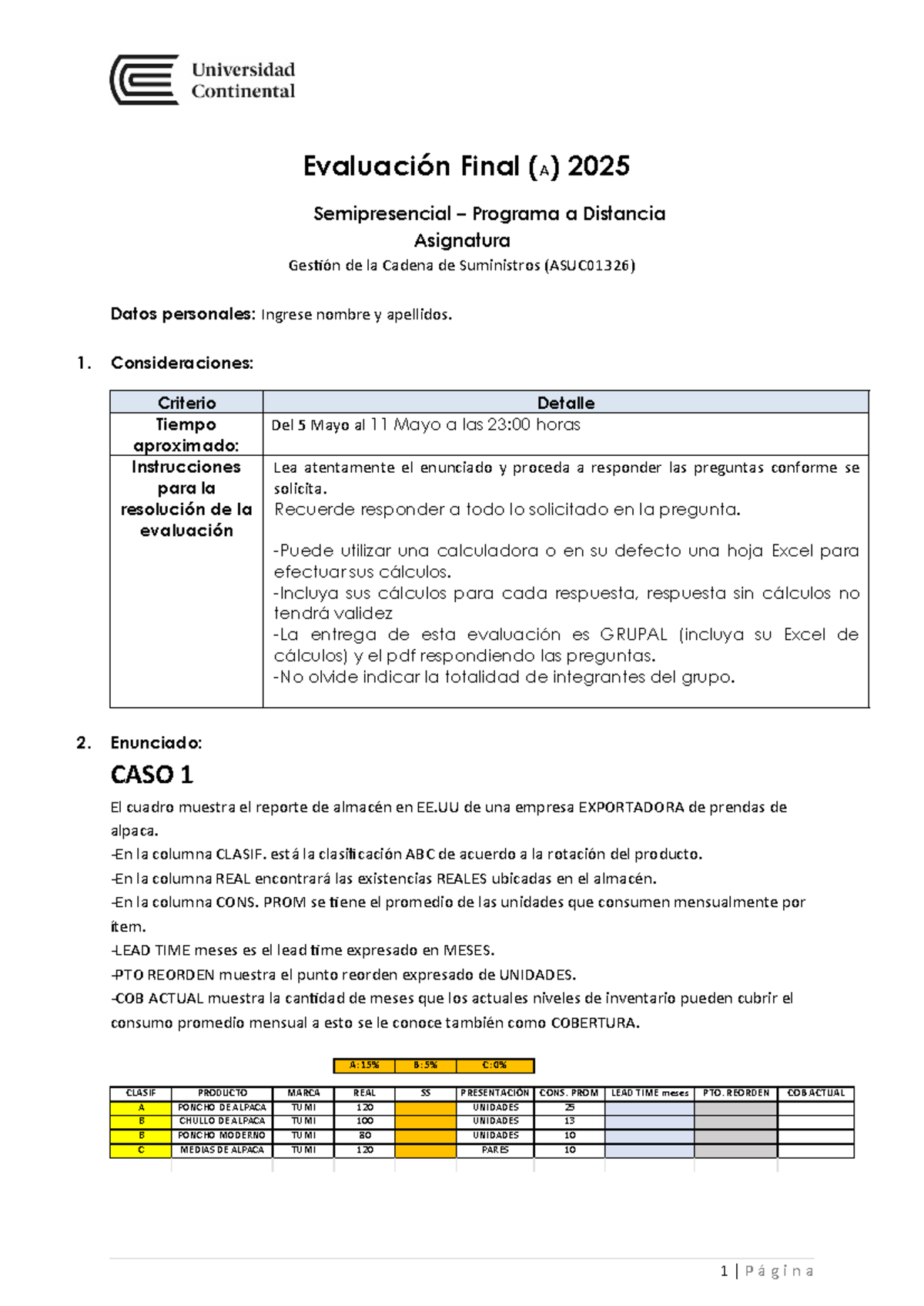 Examen Final (A) 2025 - Gestión de la Cadena de Suministros (ASUC01326 ...
