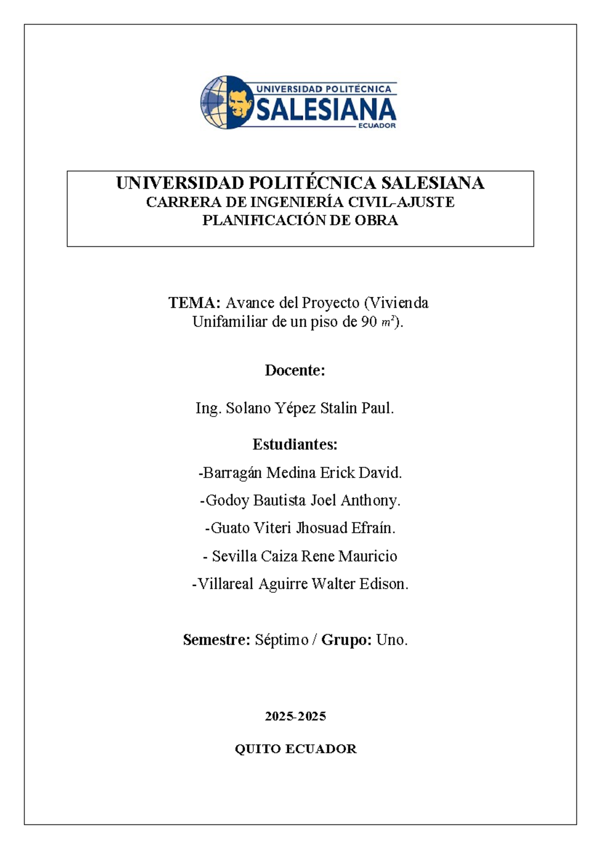 Avance del Proyecto de Vivienda Unifamiliar - Ingeniería 7mo Semestre ...