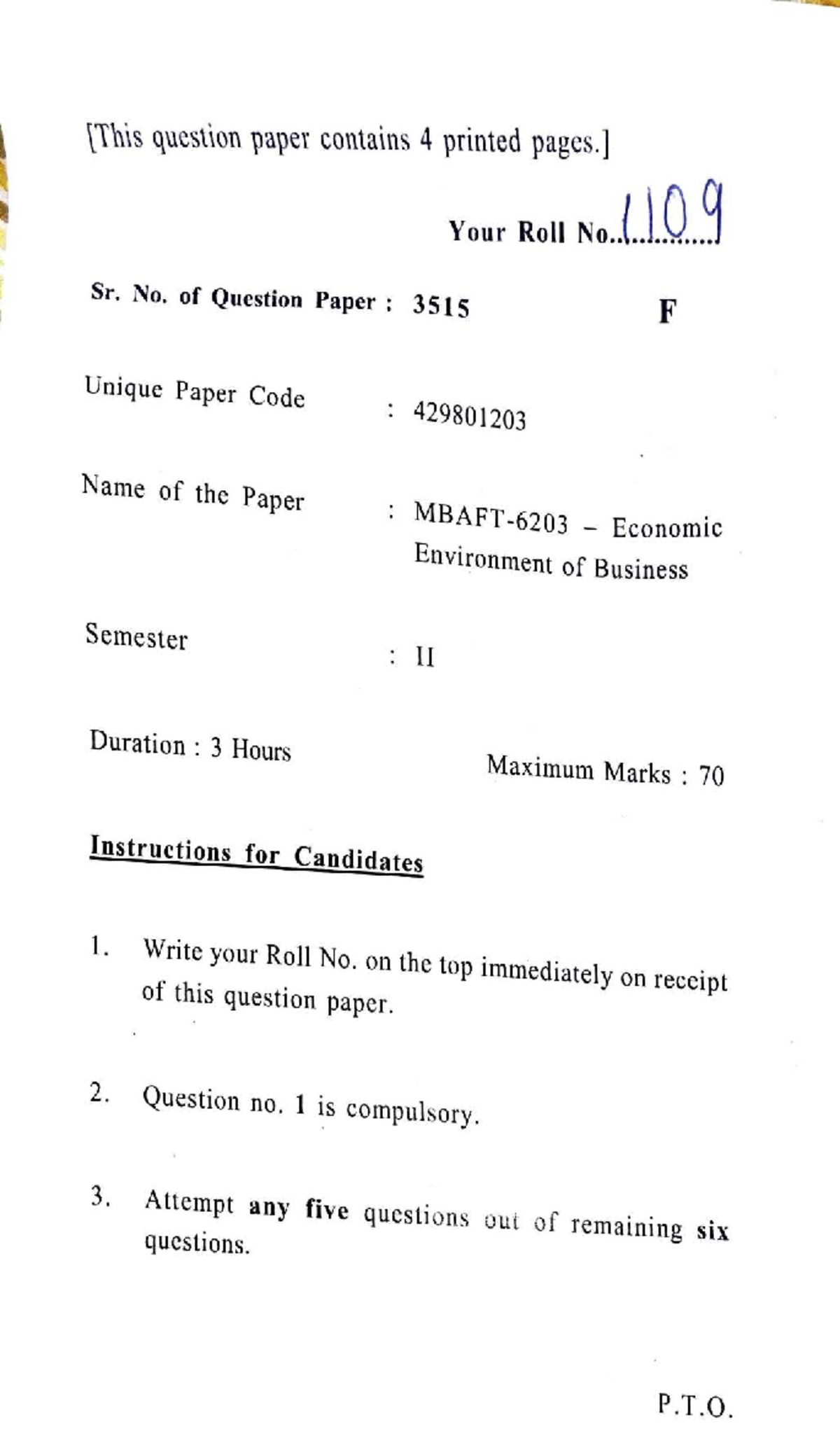 QP-EEB (MBA) - Economics Environment of Business Question Paper - Studocu