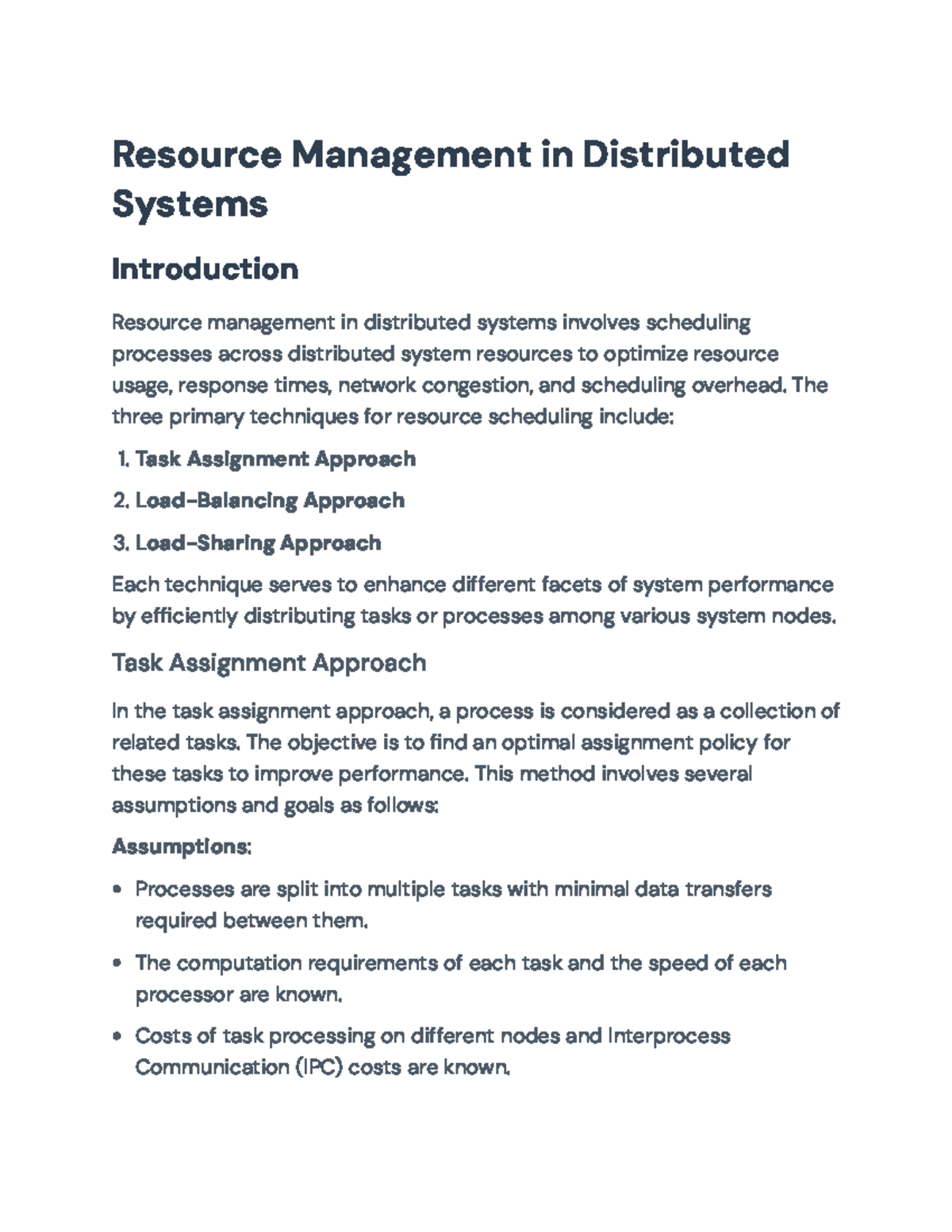 Resource Management Techniques in Distributed Systems (CS101 ...