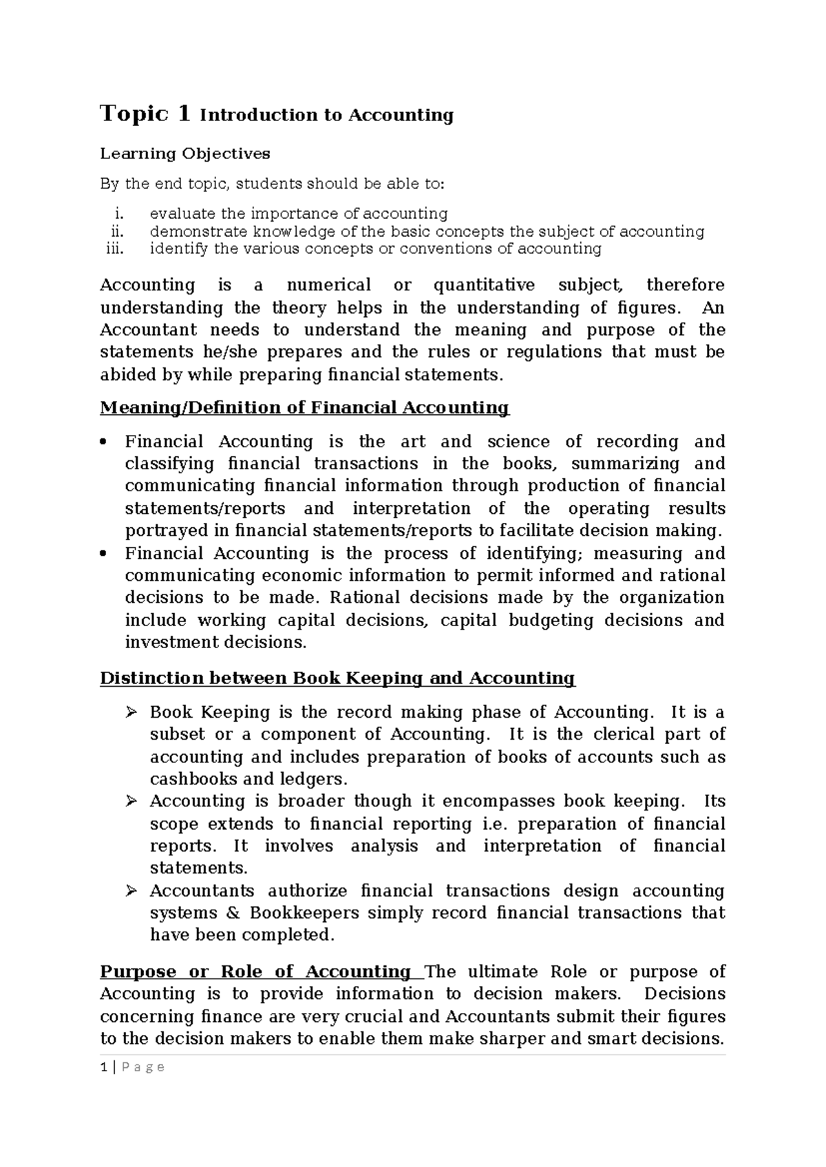 ACC 101: Introduction to Fundamentals of Accounting Overview - Studocu