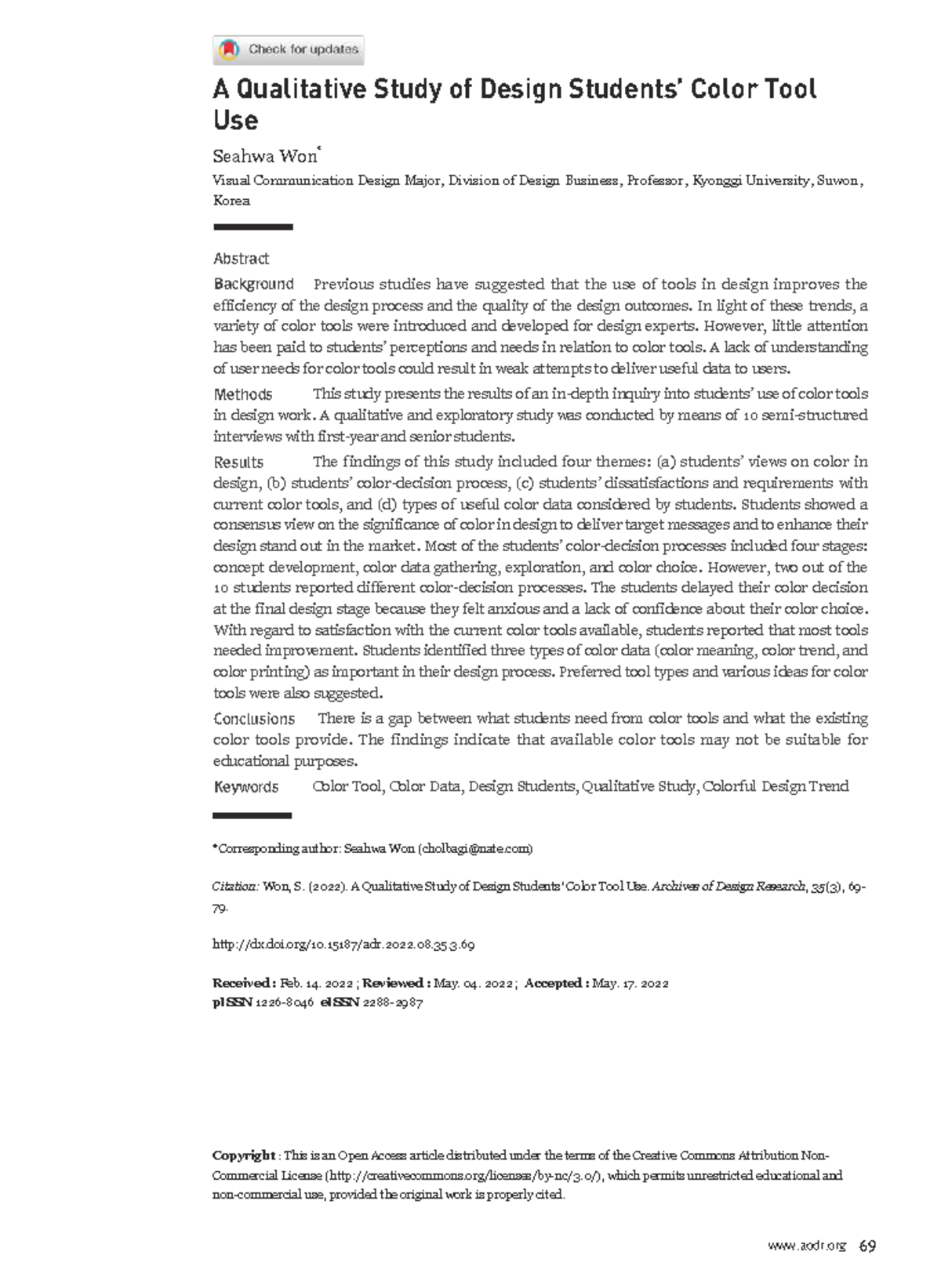 Qualitative Insights on Color Tool Use in Design (DDB 33894) - Studocu