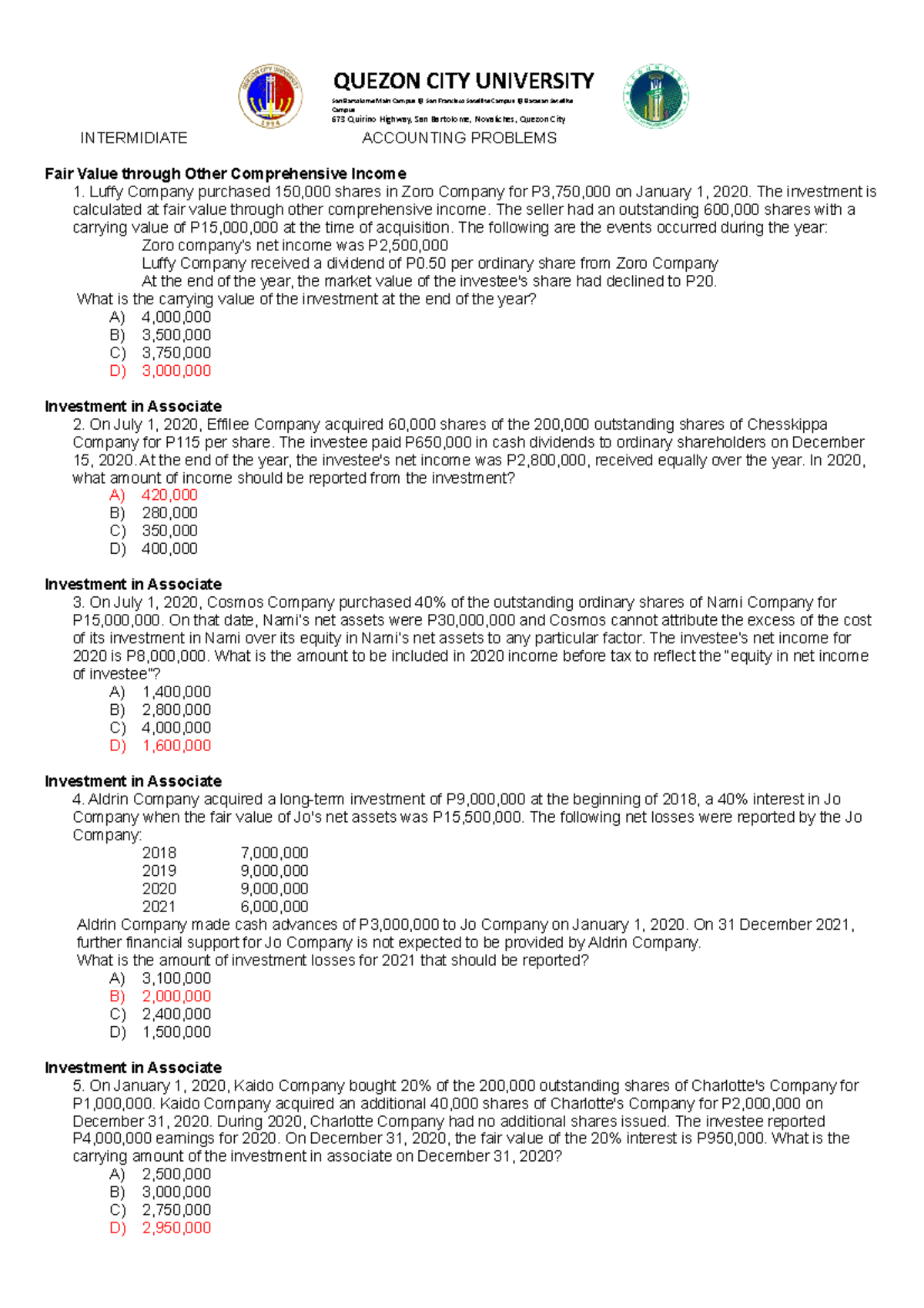 Intermediate Accounting Practice Set 3: Detailed Solutions Guide - Studocu