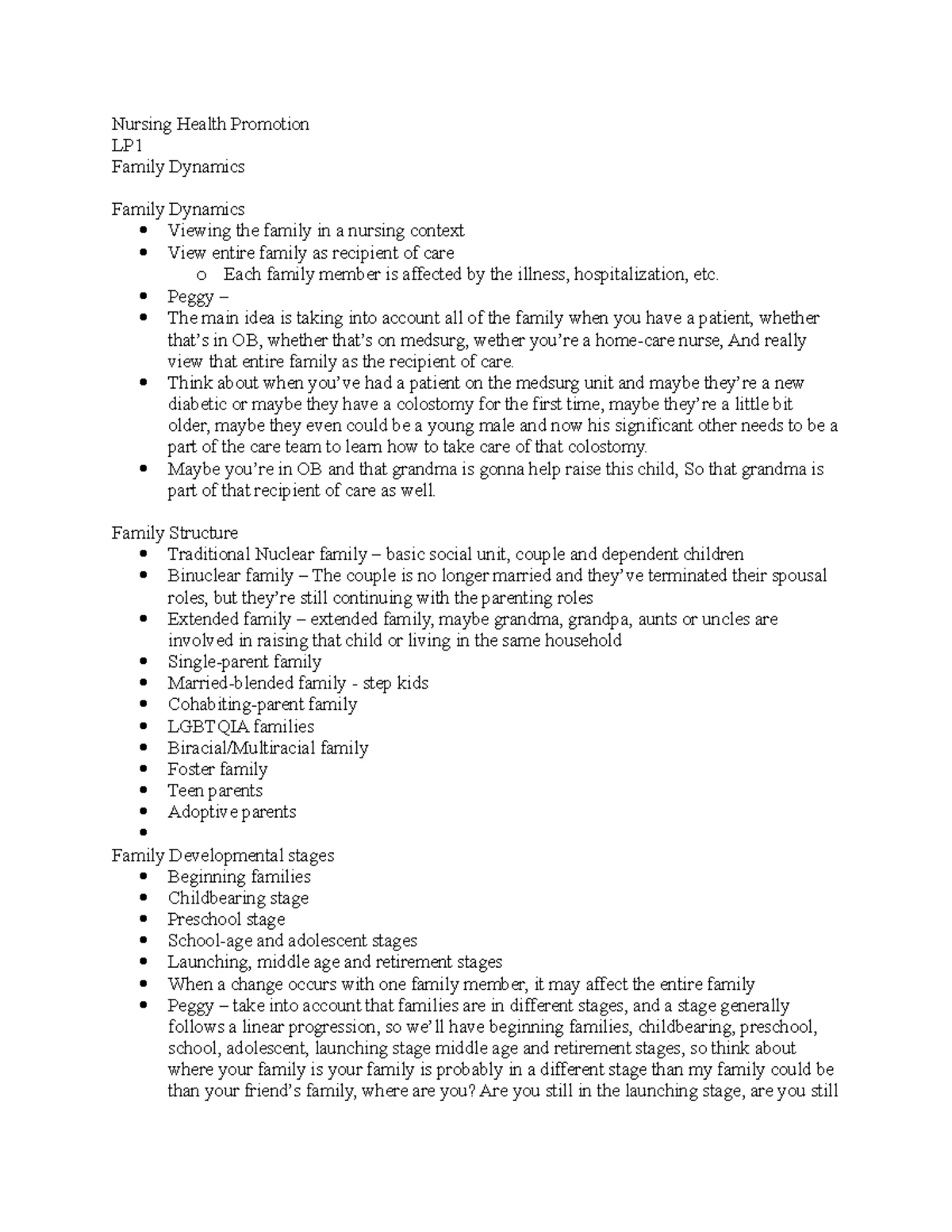Nursing Health Promotion (NUR 101) Learning Activities & Assessment ...