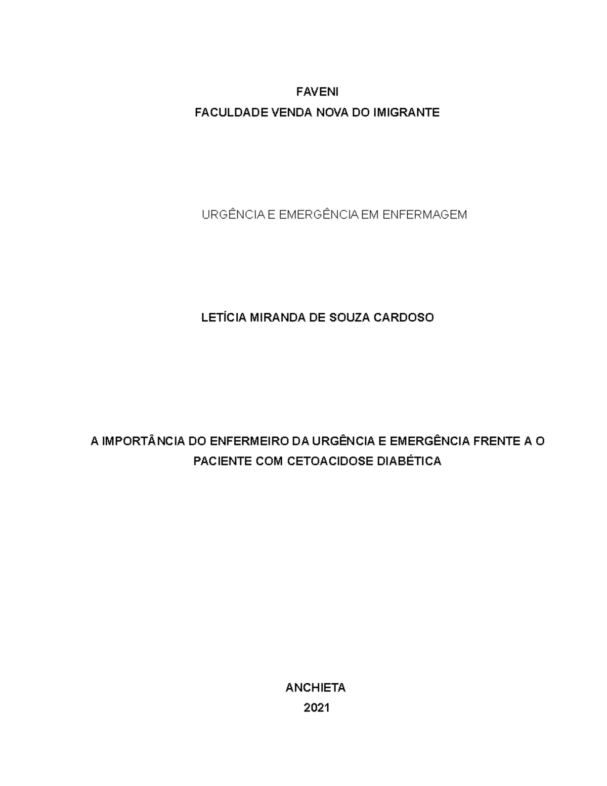 Urgência e Emergência em Enfermagem: Diabetes e Cetoacidose - TCC ...