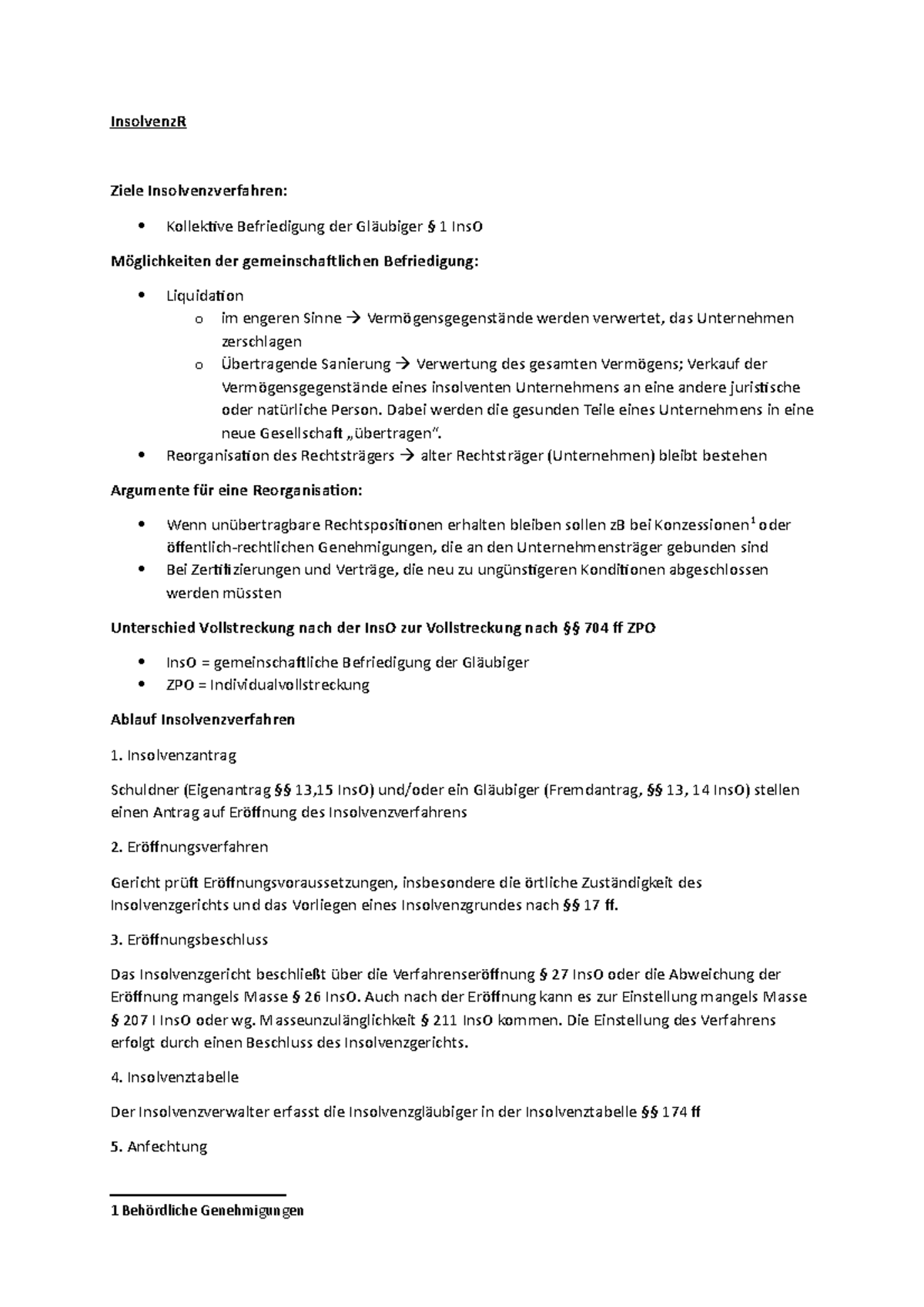abgesonderte befriedigung im insolvenzverfahren VO Insolvenzrecht: Sanierungsverfahren und Insolvenzfälle