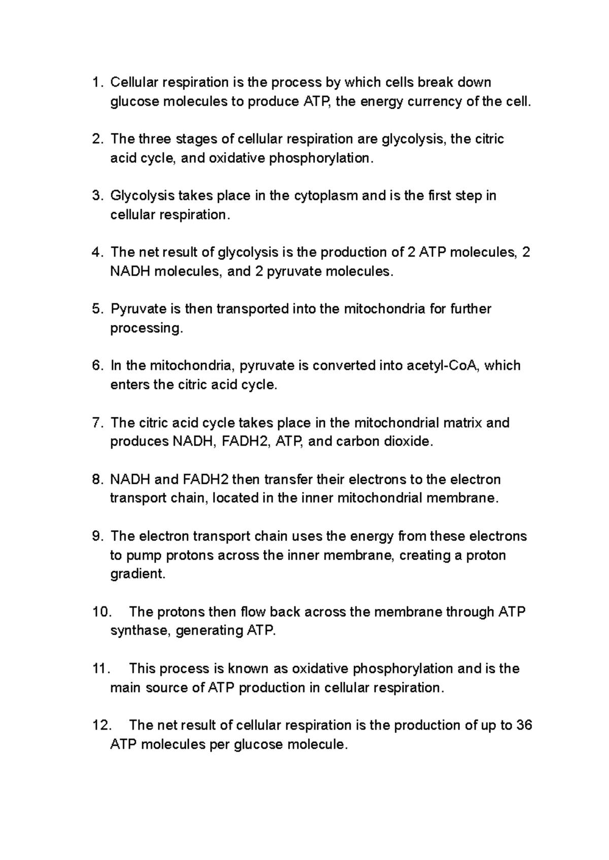 Cellular Respiration - notes taken outside class - Cellular respiration ...